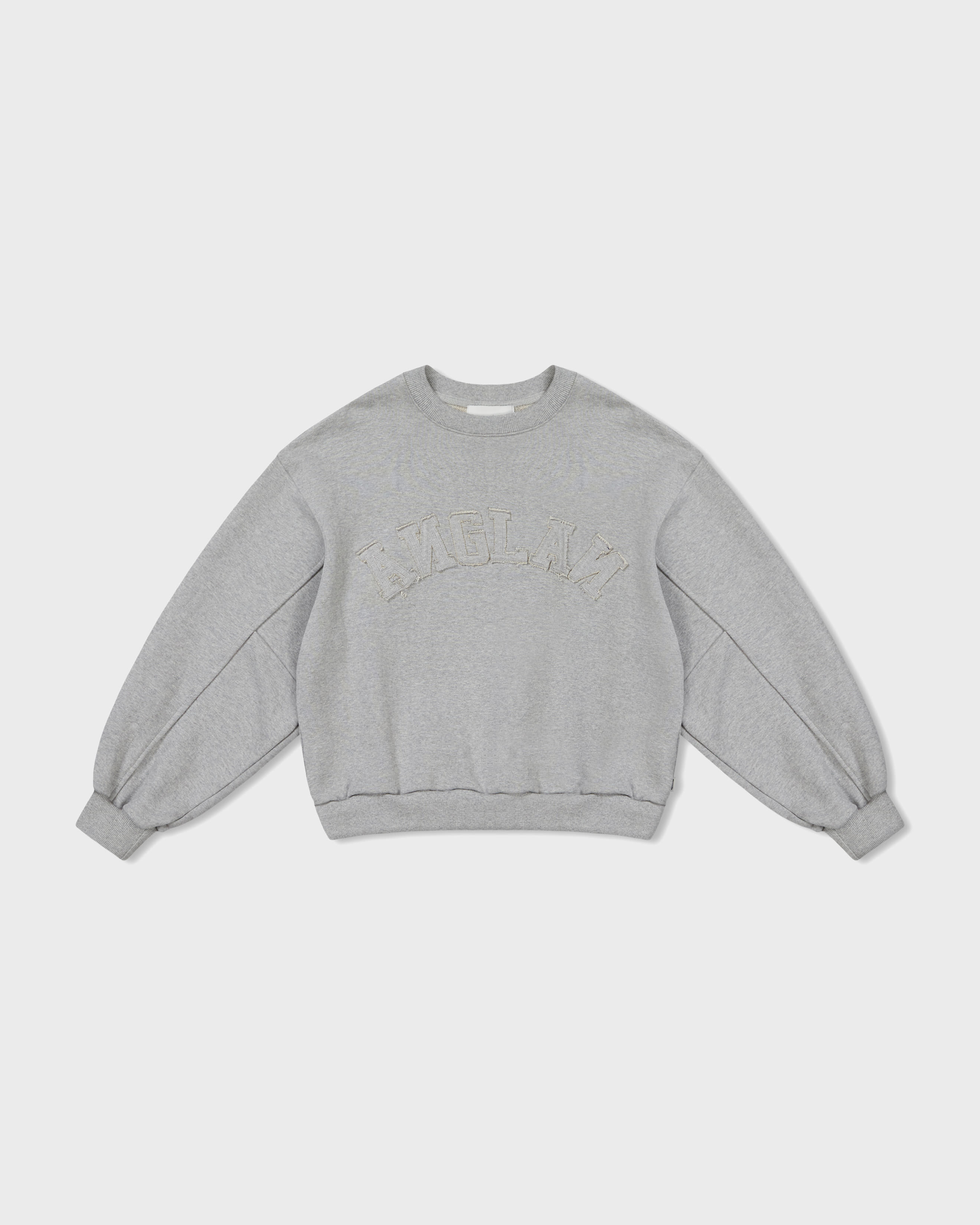 [AG.W] Applique Crop Sweat Shirt - Melange Grey