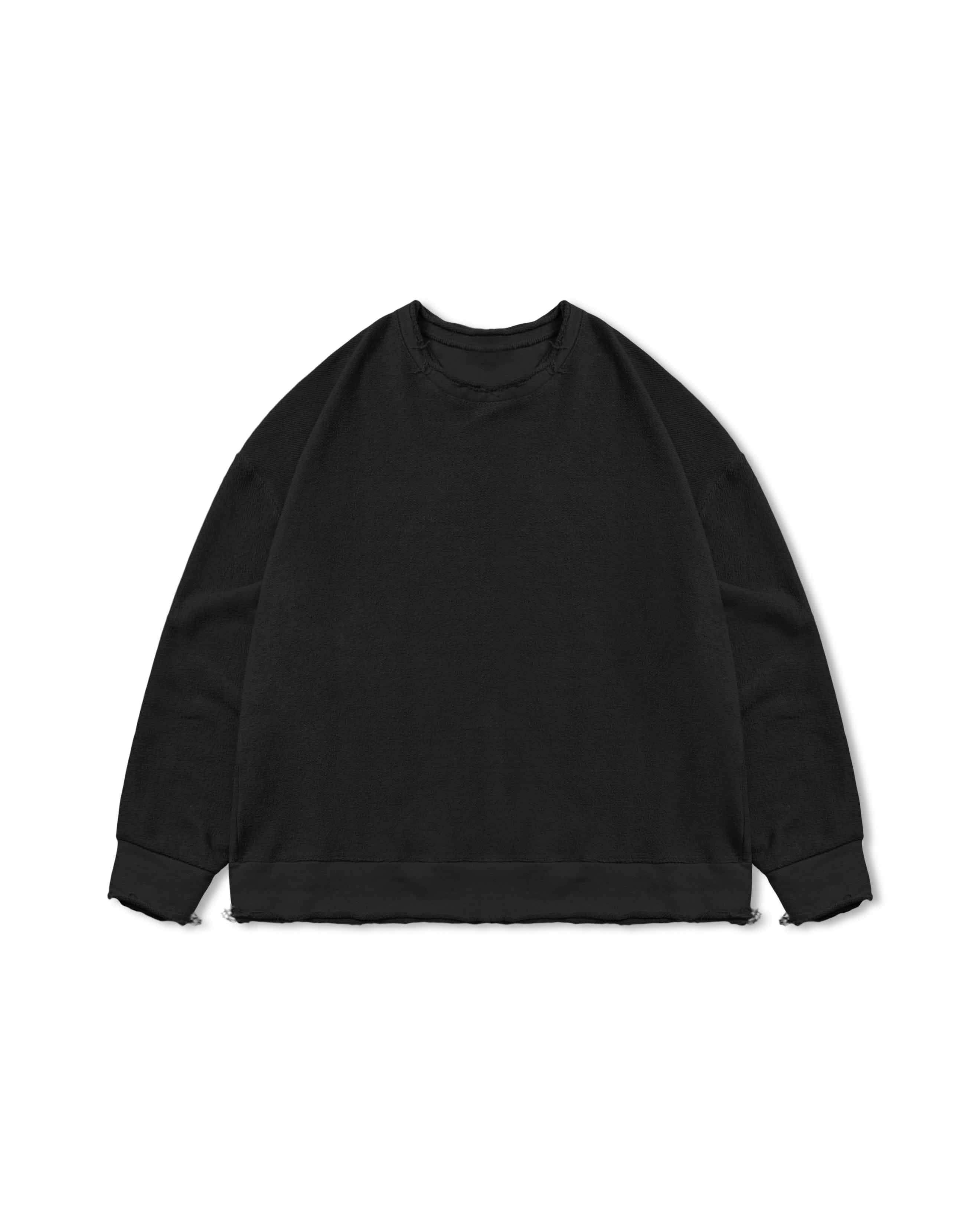 Reverse Cut-off Sweat Shirt - Black