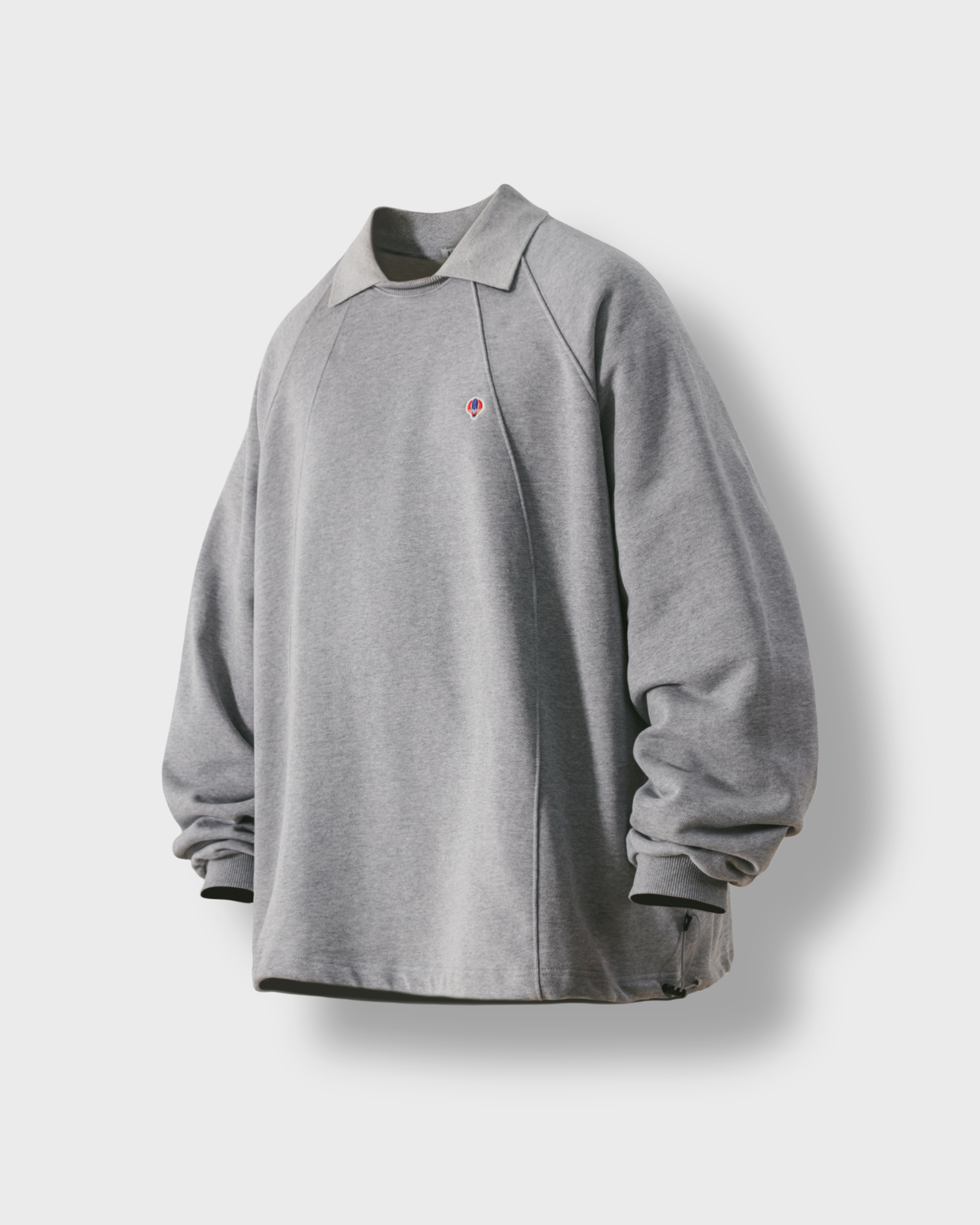 [AG] Wing Collar Incision Sweat Shirt - Melange Grey