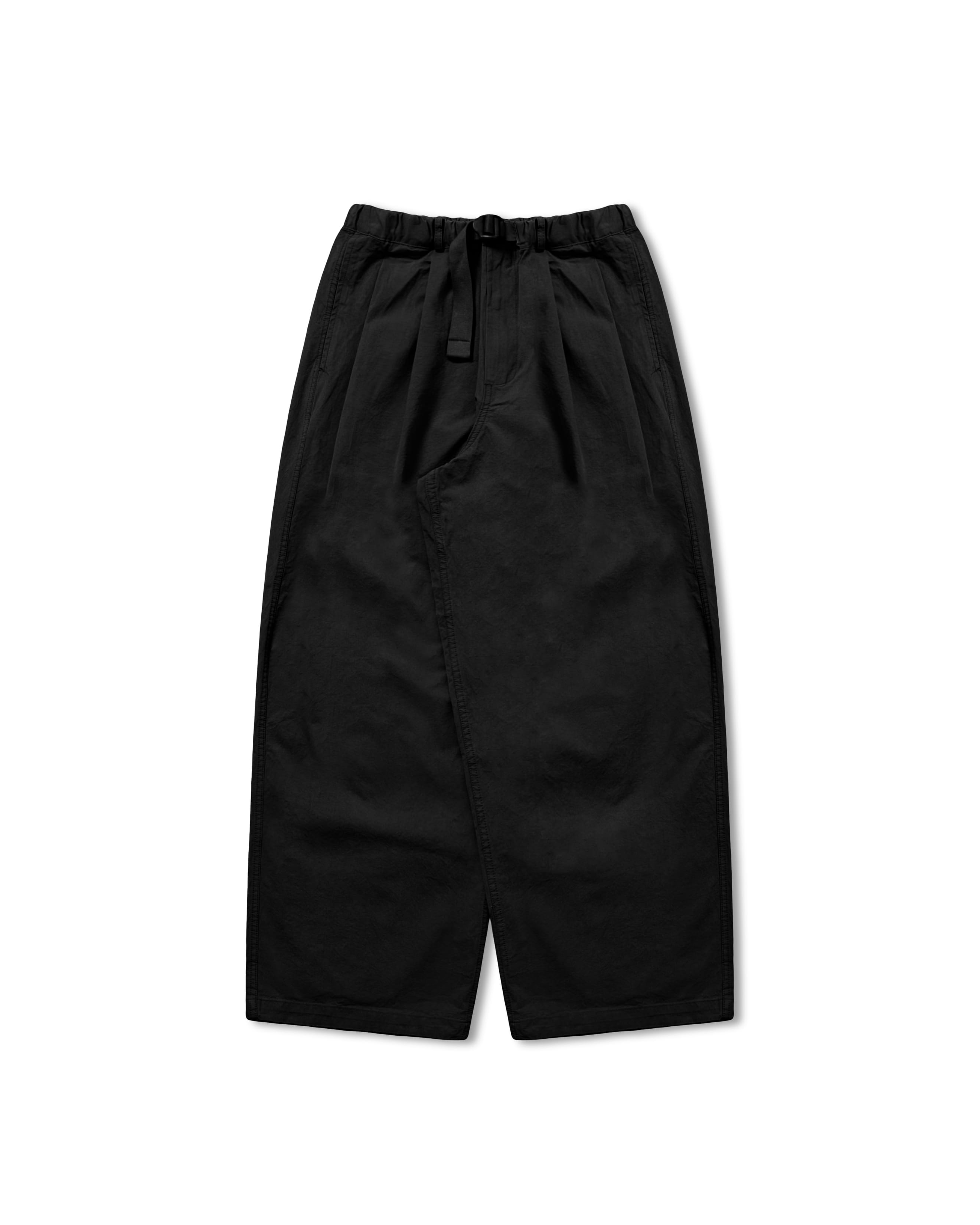 Belt Pin-Tuck Wide Pants - Black