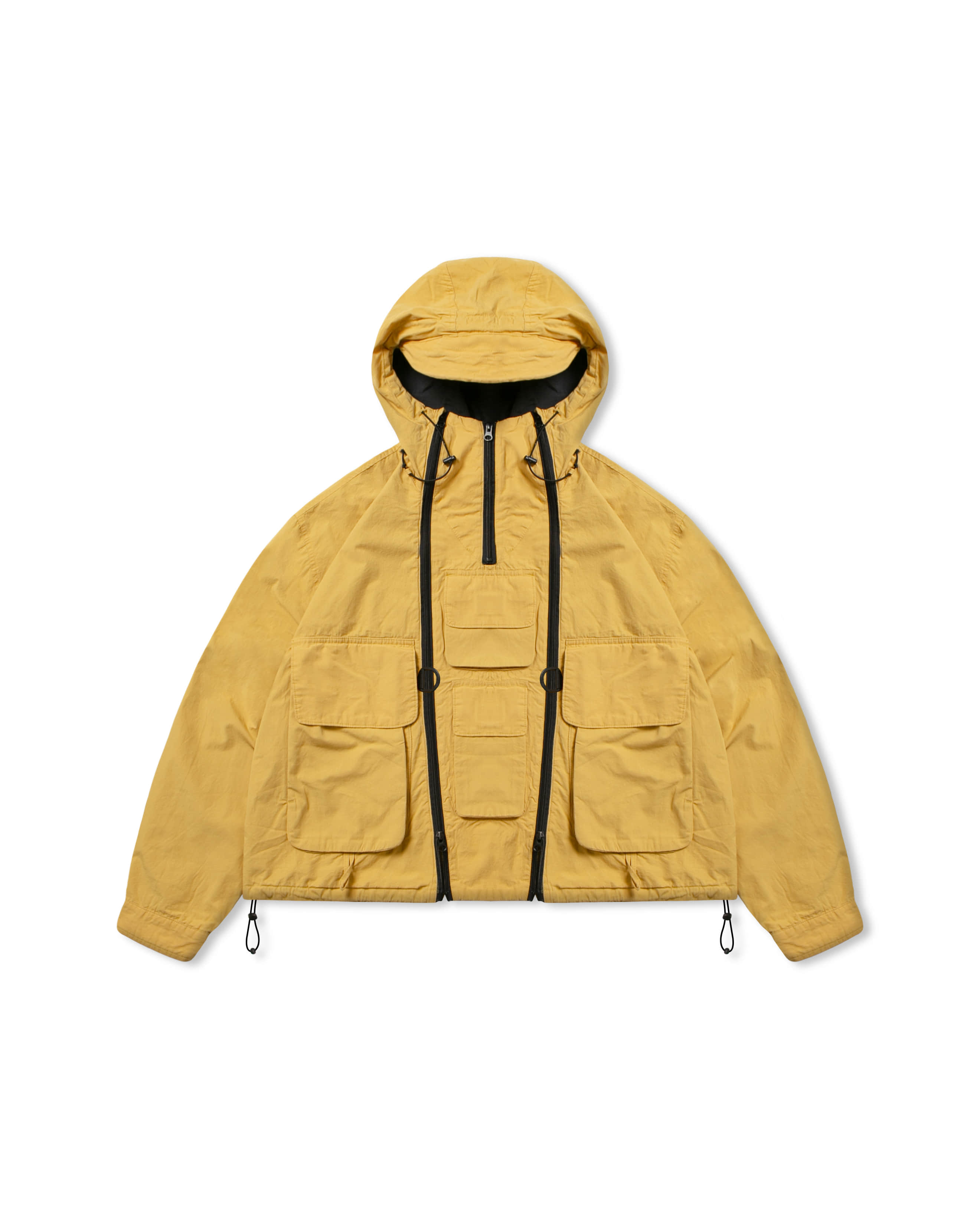 Solid Multi Pocket Hood Jacket - Yellow