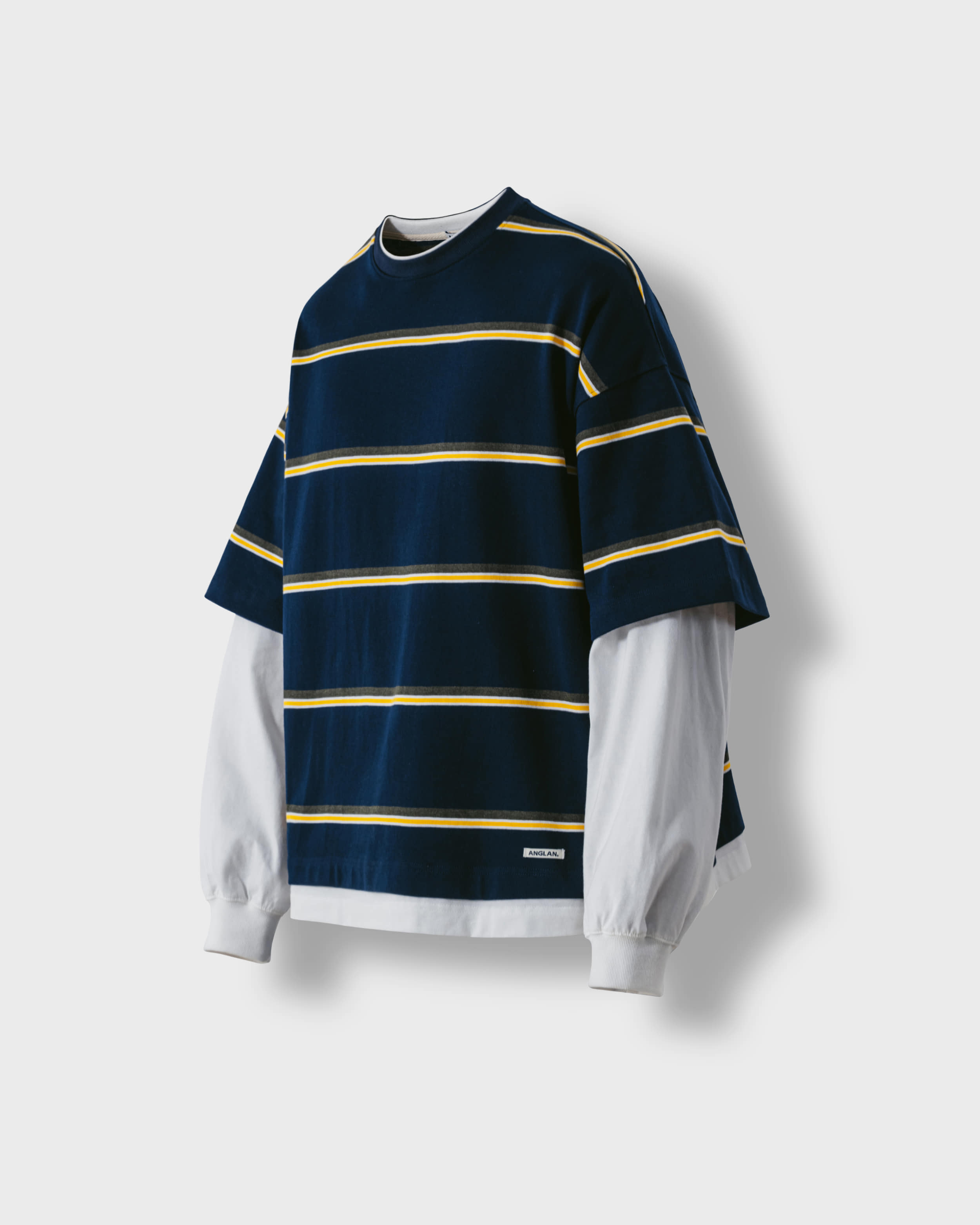 [AG] Round Layering Stripe Long Sleeve - Navy