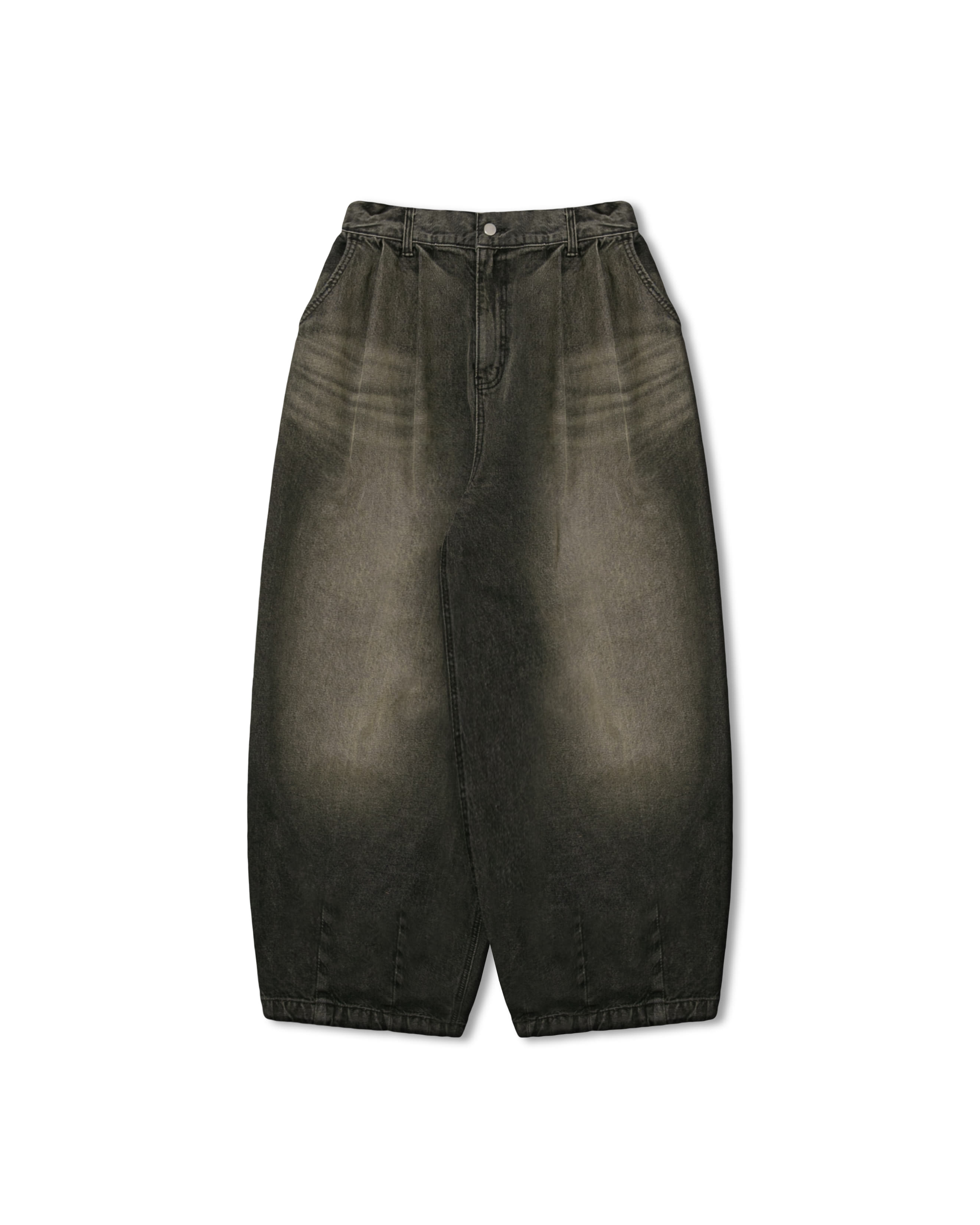 Sand Brush Denim Balloon Pants - Black Denim