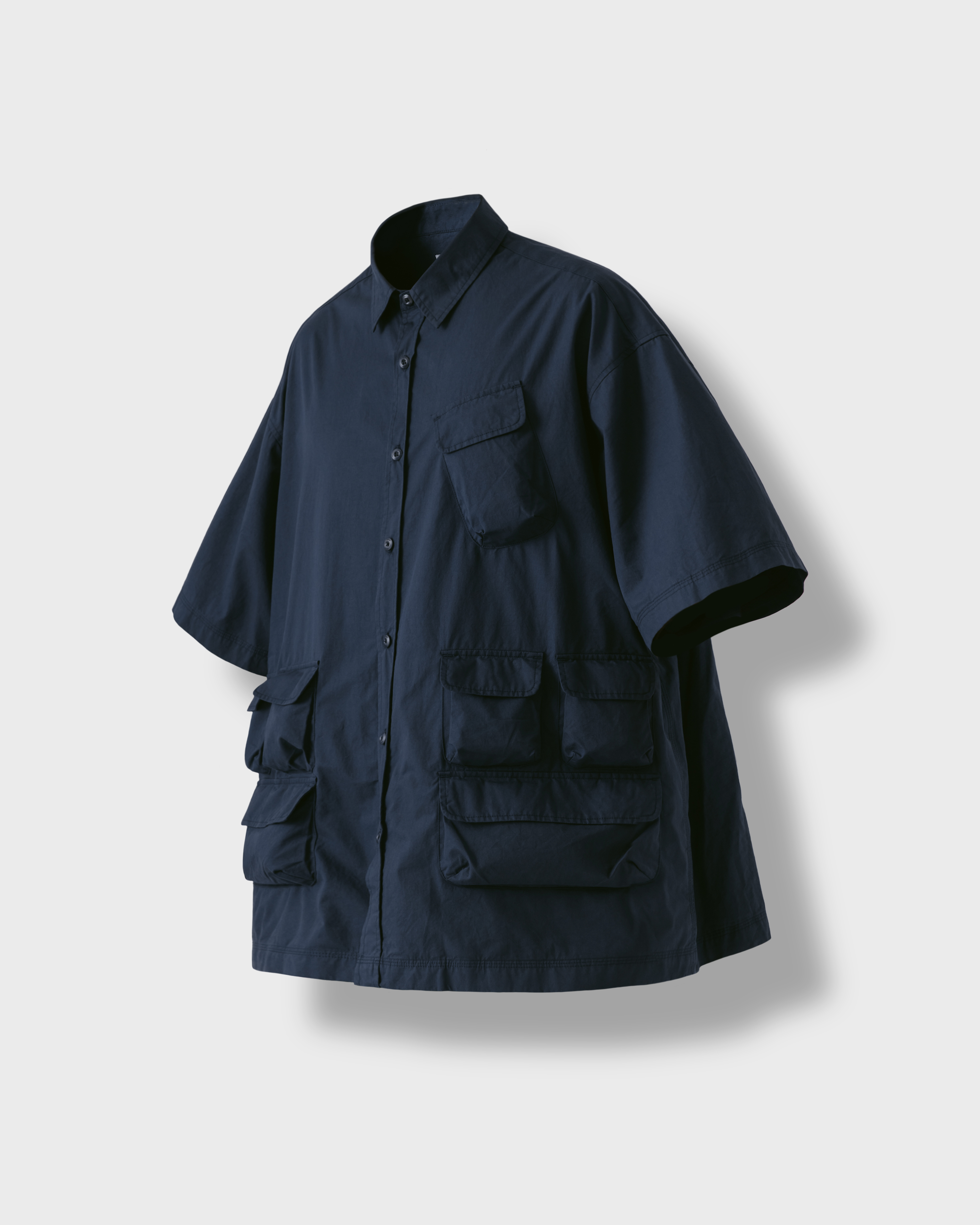 [AG] Slather Utility Pocket Half Shirt - Navy