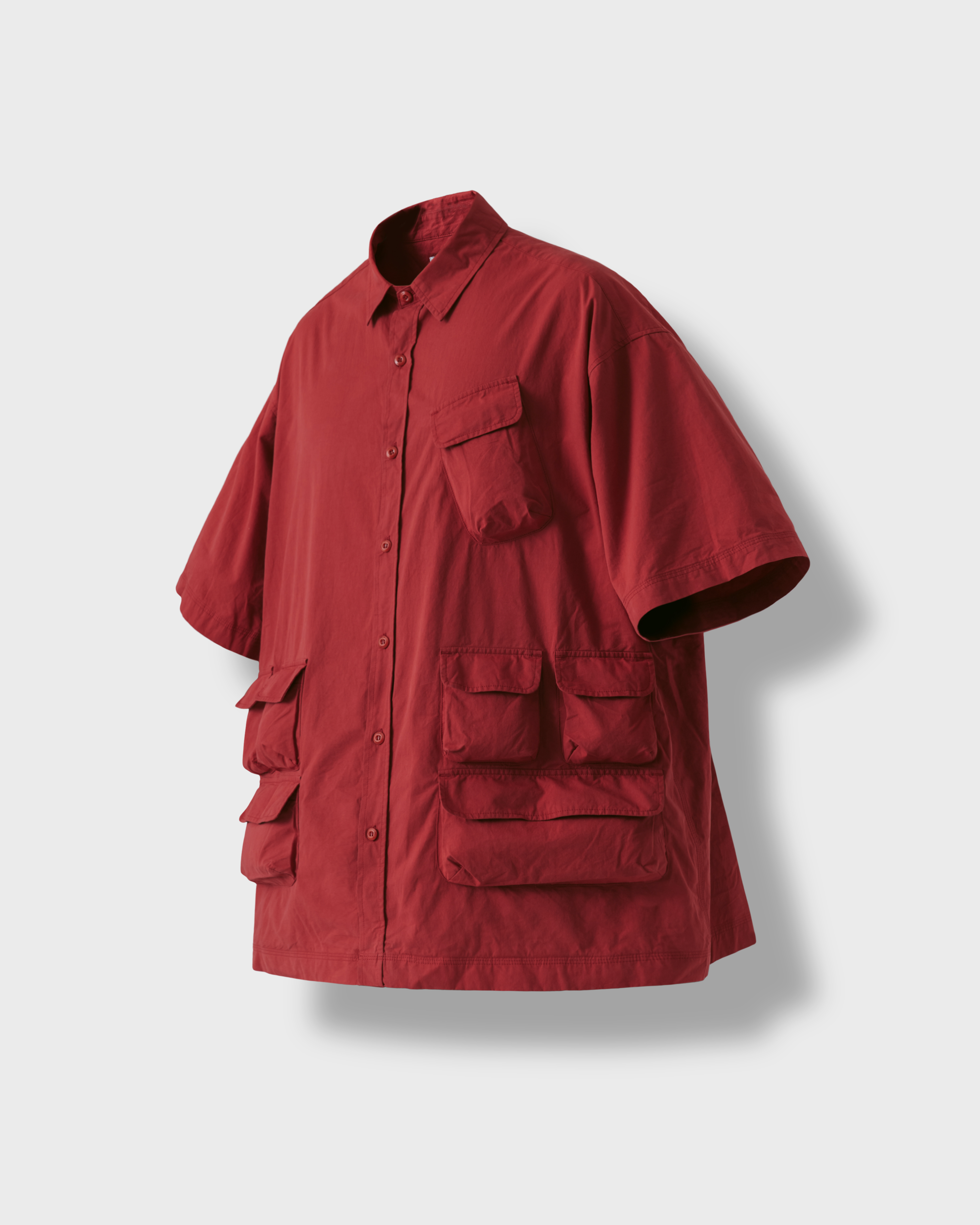 [AG] Slather Utility Pocket Half Shirt - Red