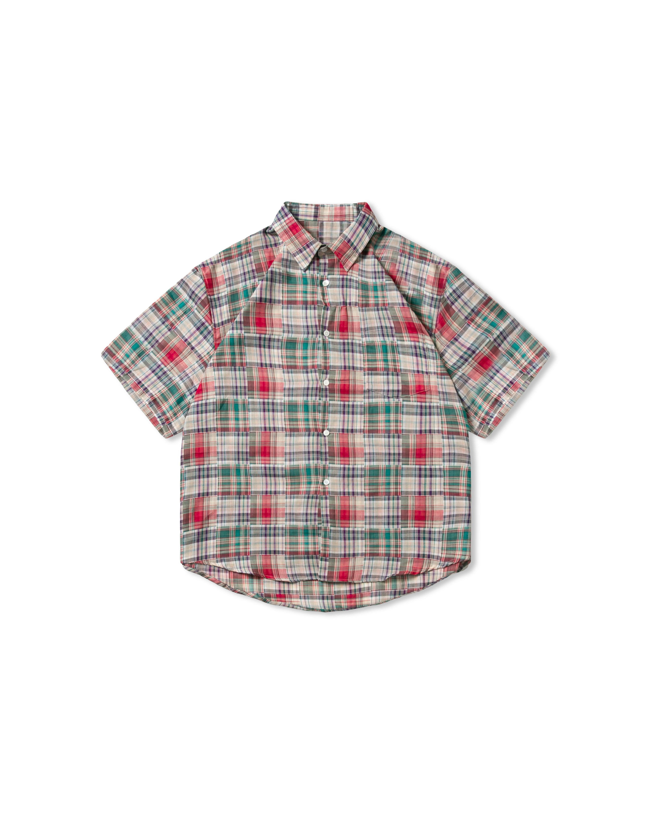 Check Pattern Half shirt - Red