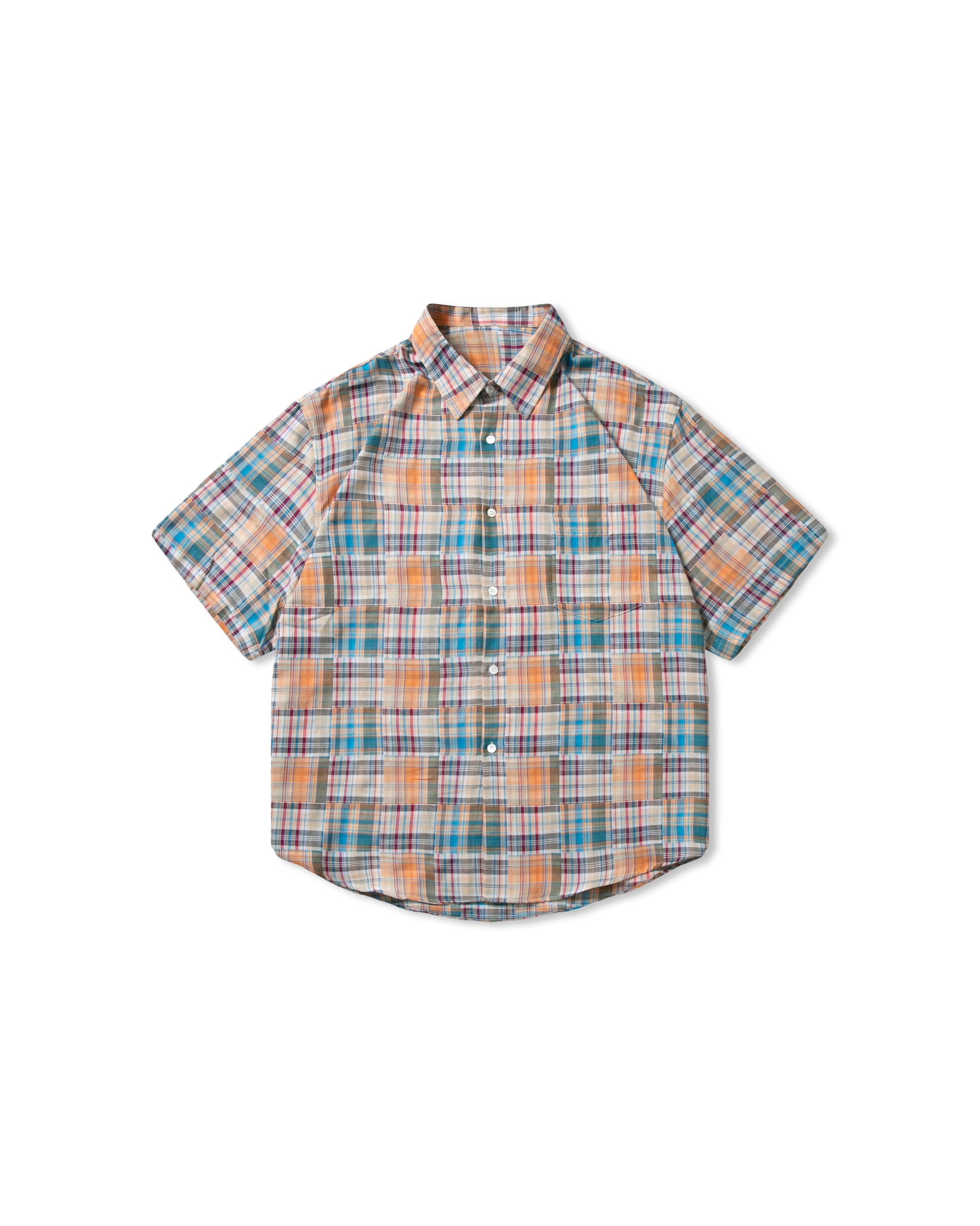 Check Pattern Half shirt - Orange