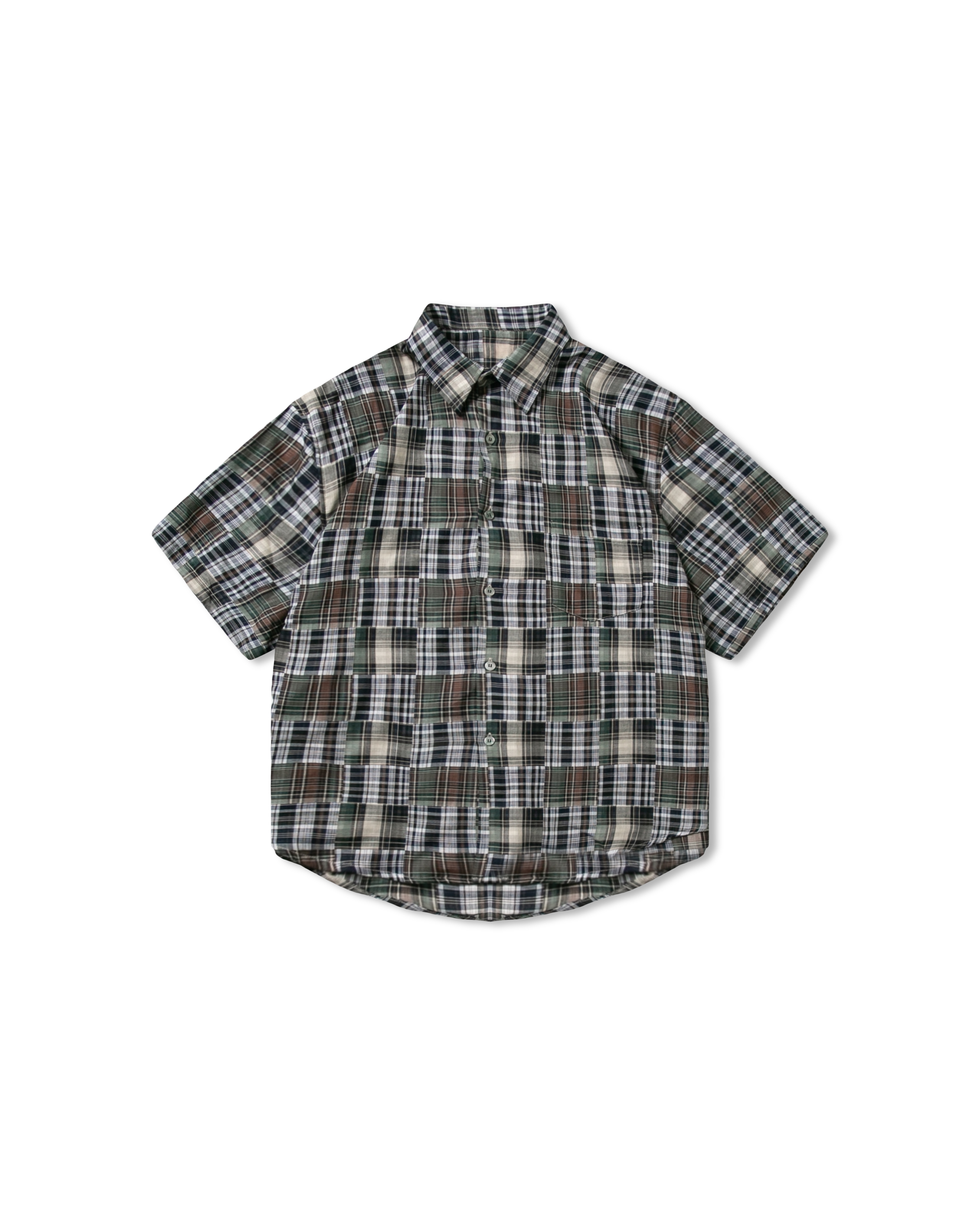 Check Pattern Half shirt - Black