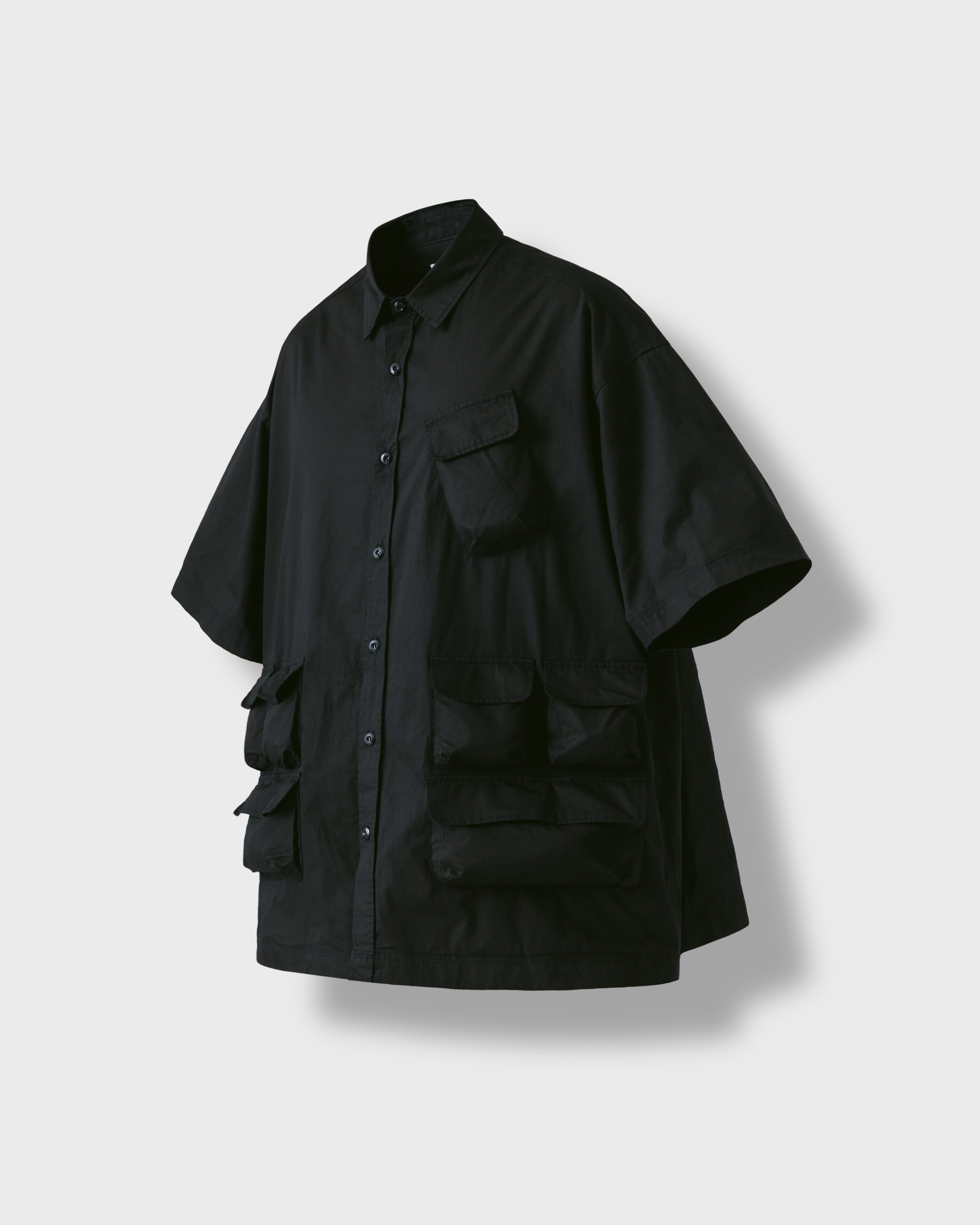 [AG] Slather Utility Pocket Half Shirt - Black