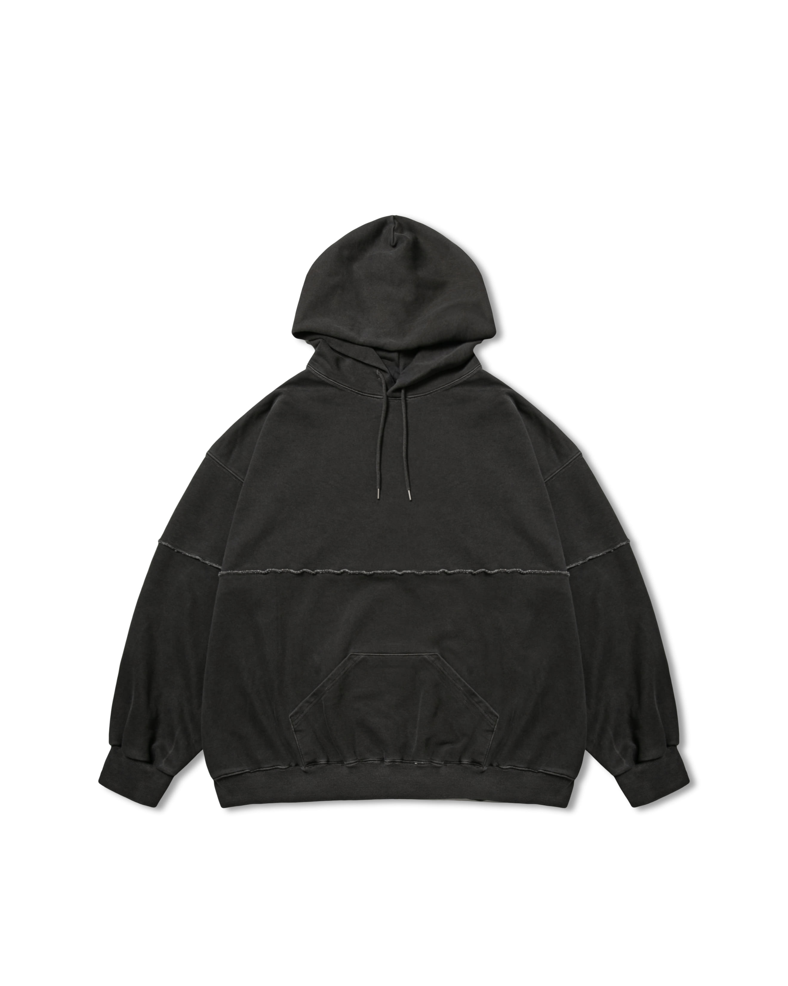 【ANGLAN】Layered Fabric Sweat Shirt AG] Applique Heavy Sweat Shirt - Khaki - ANGLAN