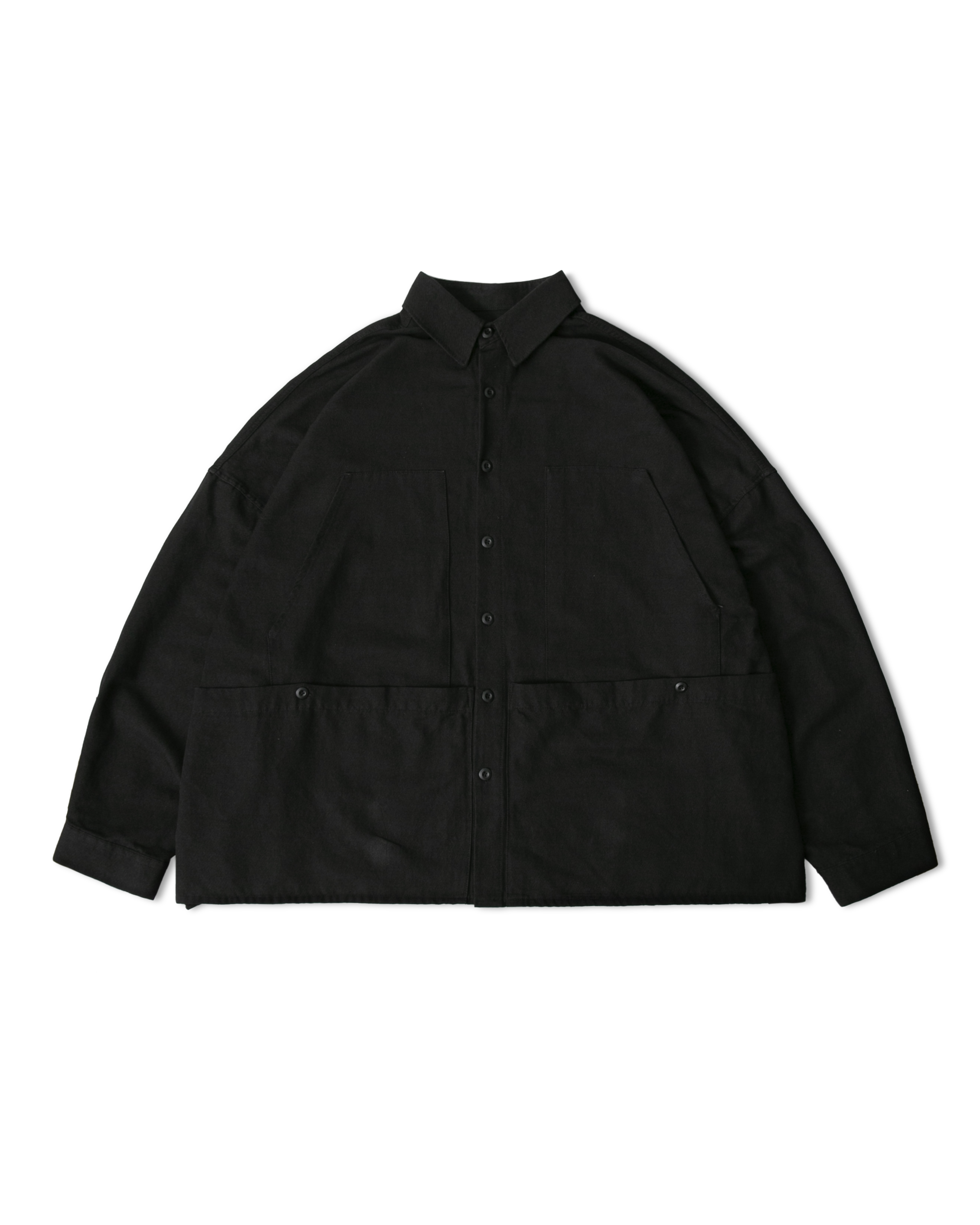 Quadruple Pocket Over Shirt - Black