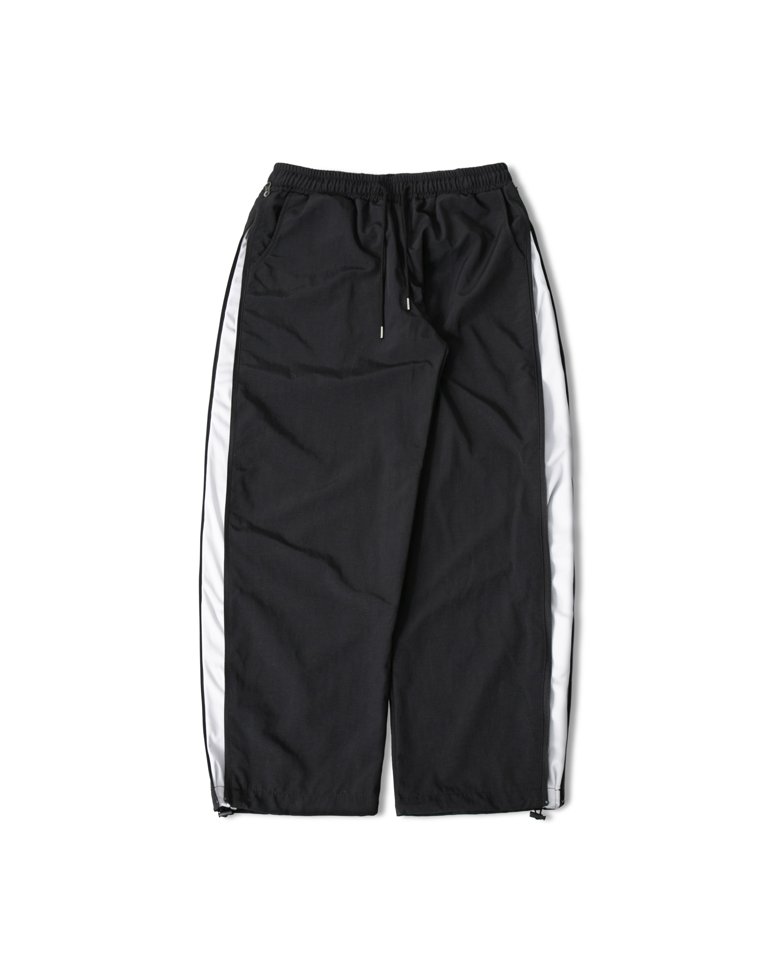 Nylon Oblique Side Zip Pants - Black