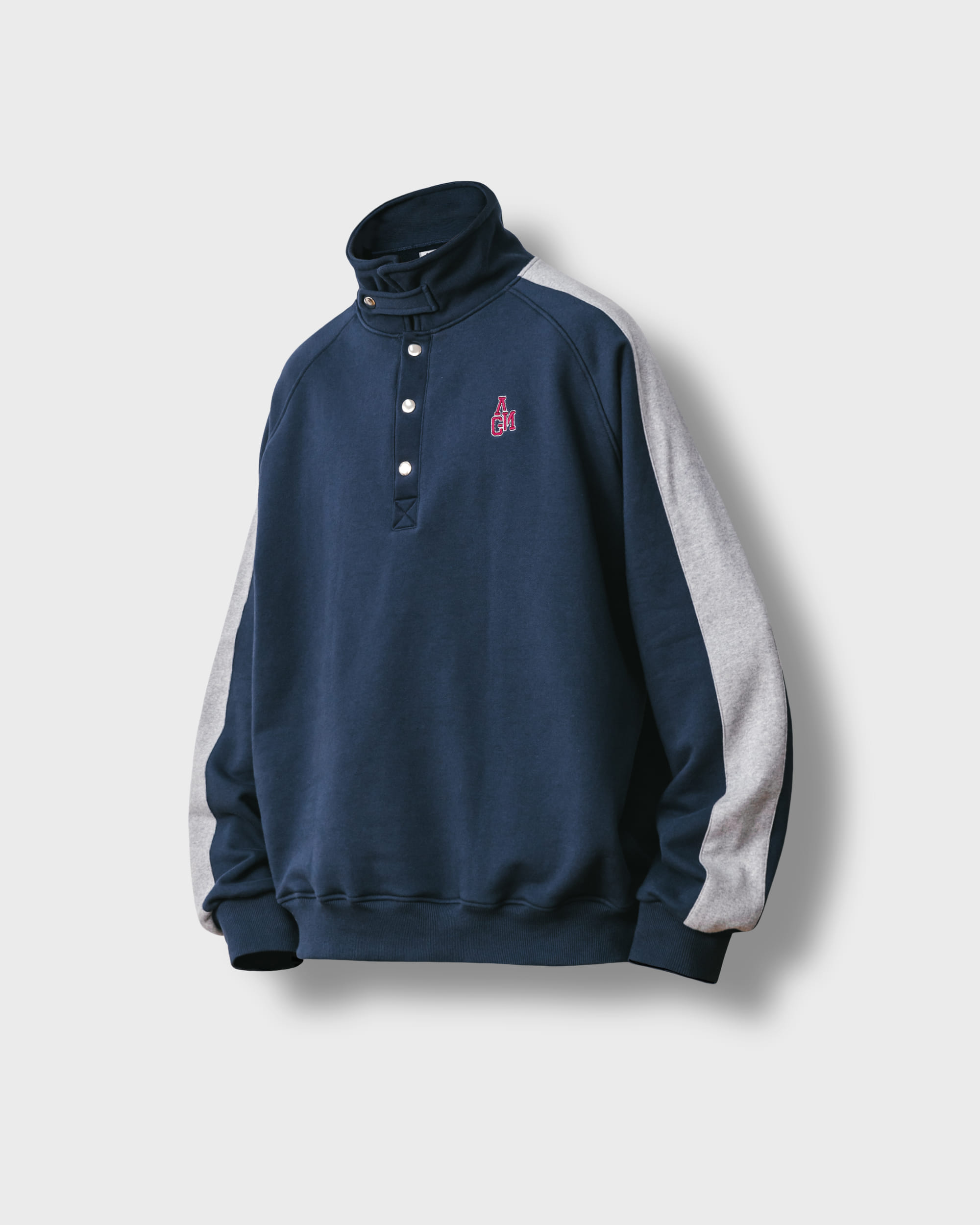 [AG] Two-Tone High Neck Sweat Pull Over - Navy
