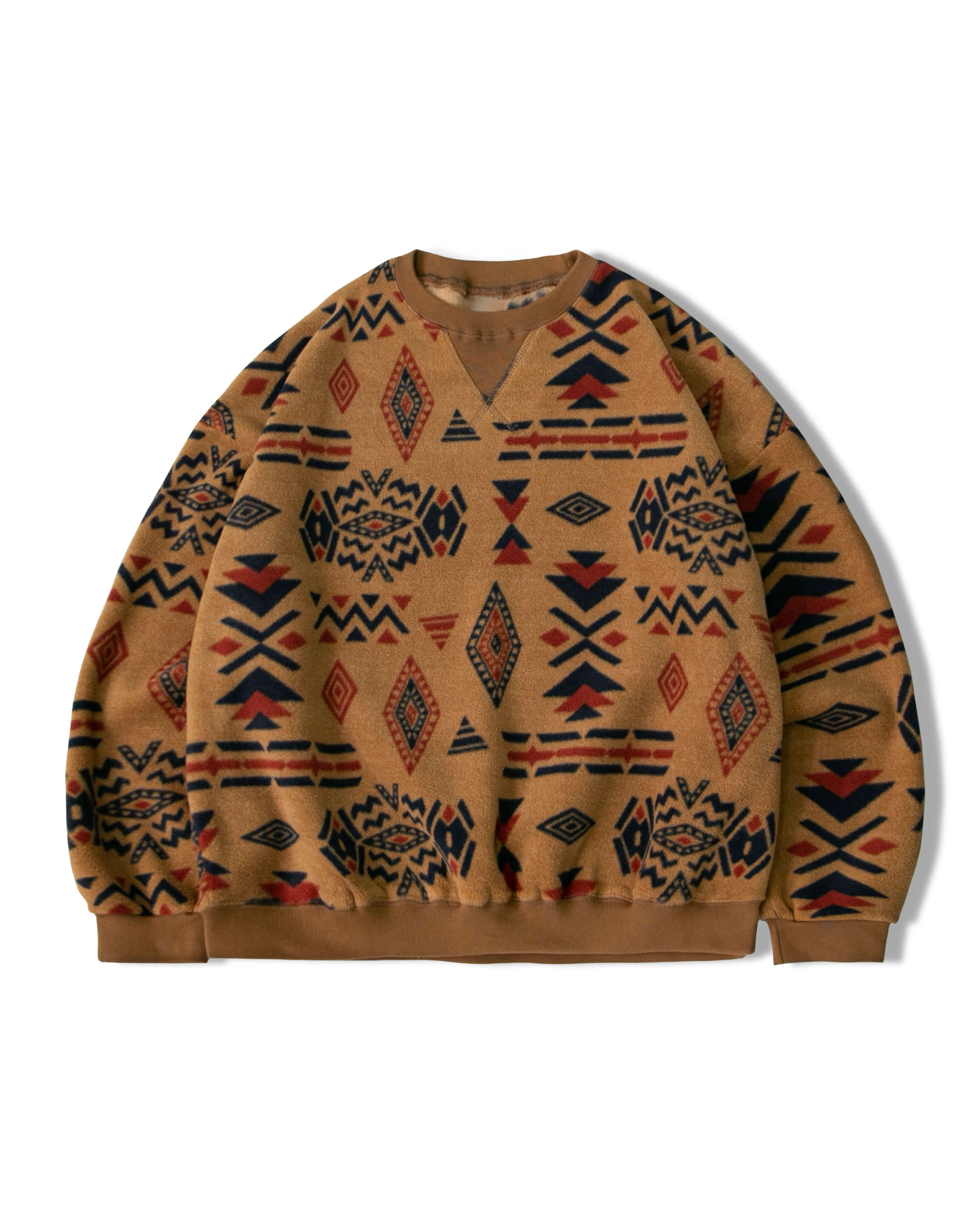 Ethnic Fleece Sweat Shirt - Brown