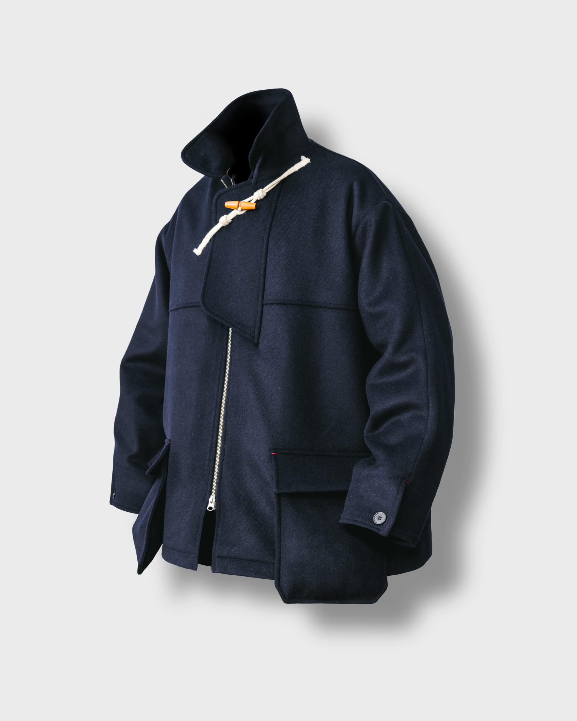 [AG] Oblique Toggle Wool Coat - Navy