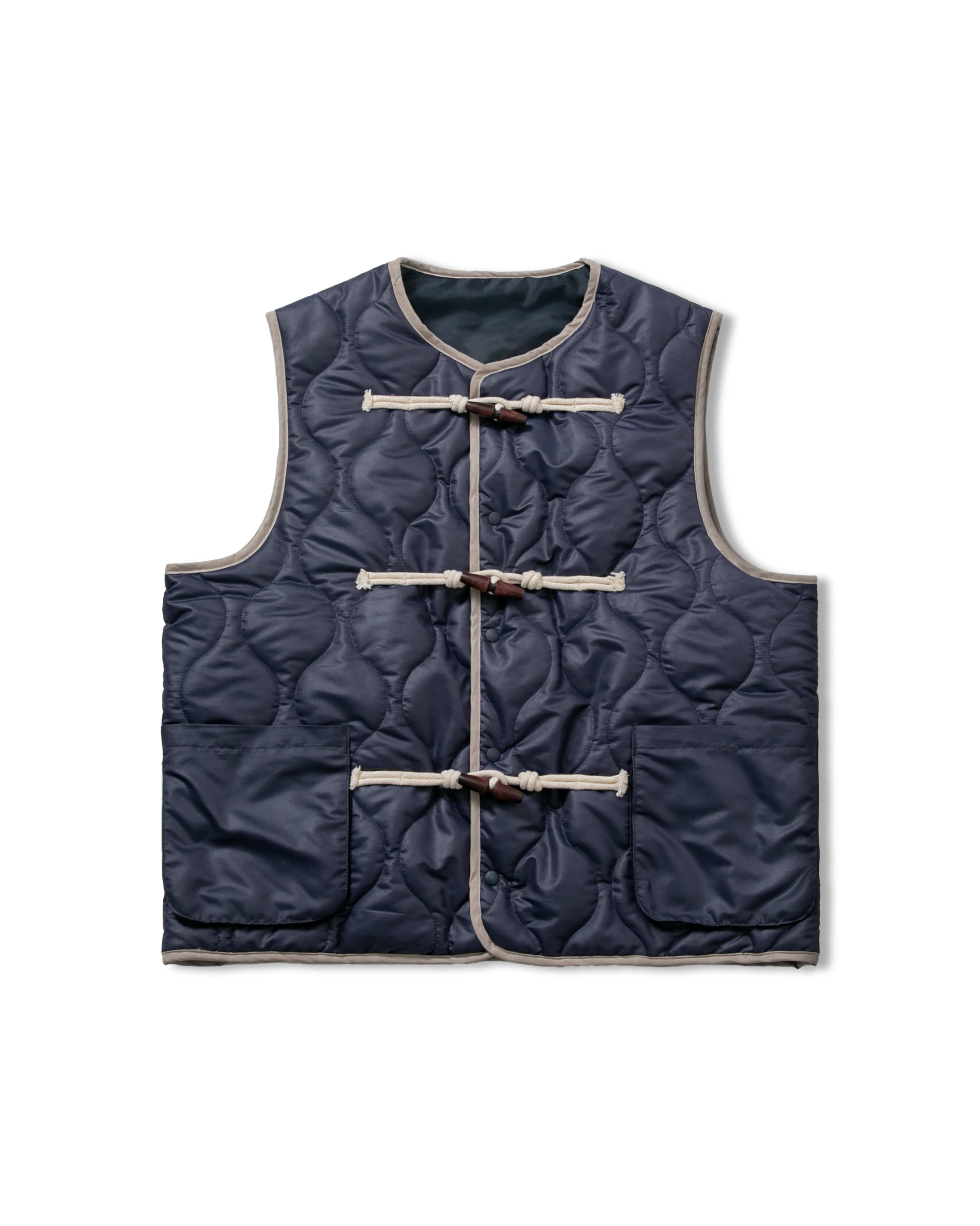 Quiliting Toggle Padded Vest - Navy