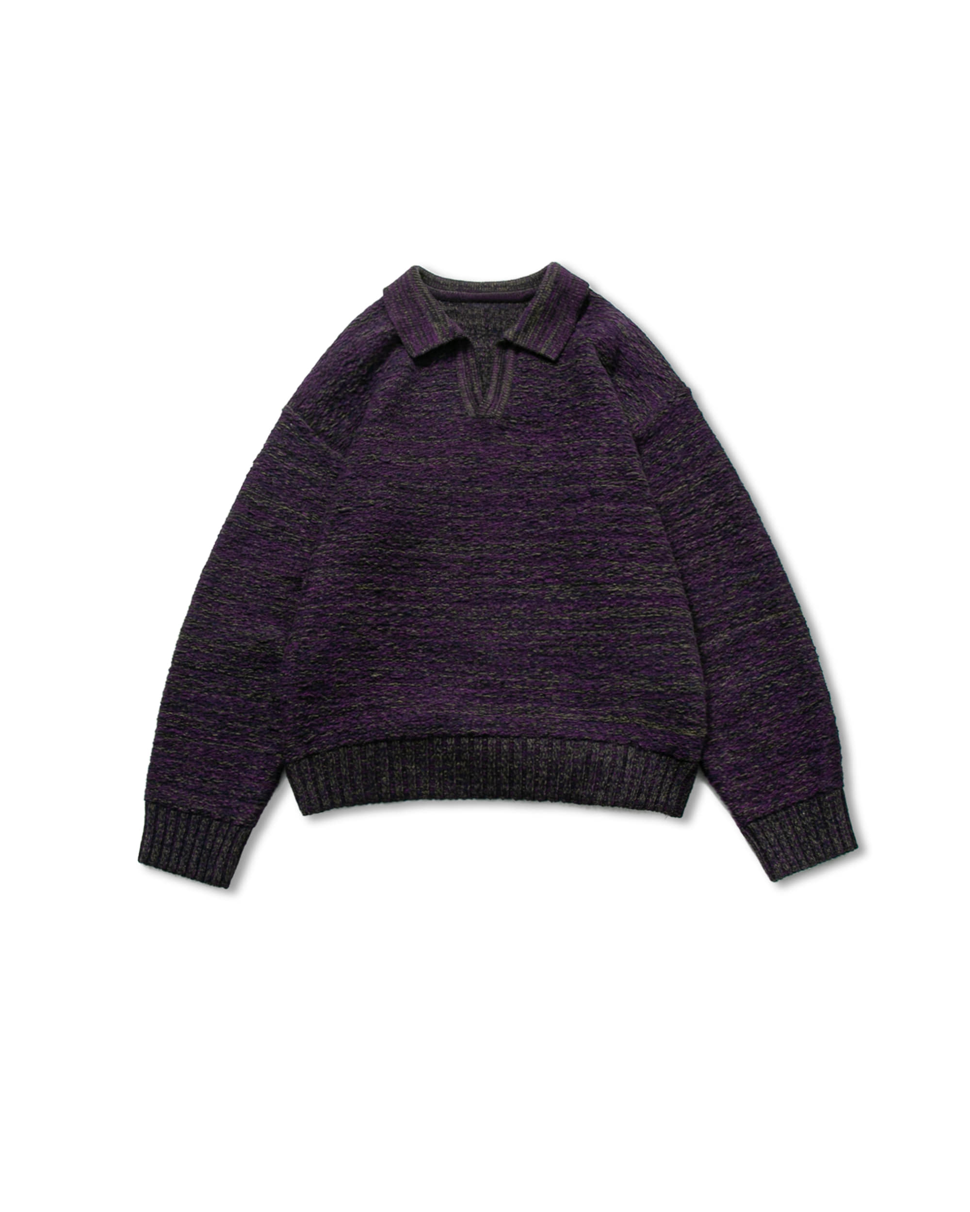 Blended Open Collar Knit - Purple