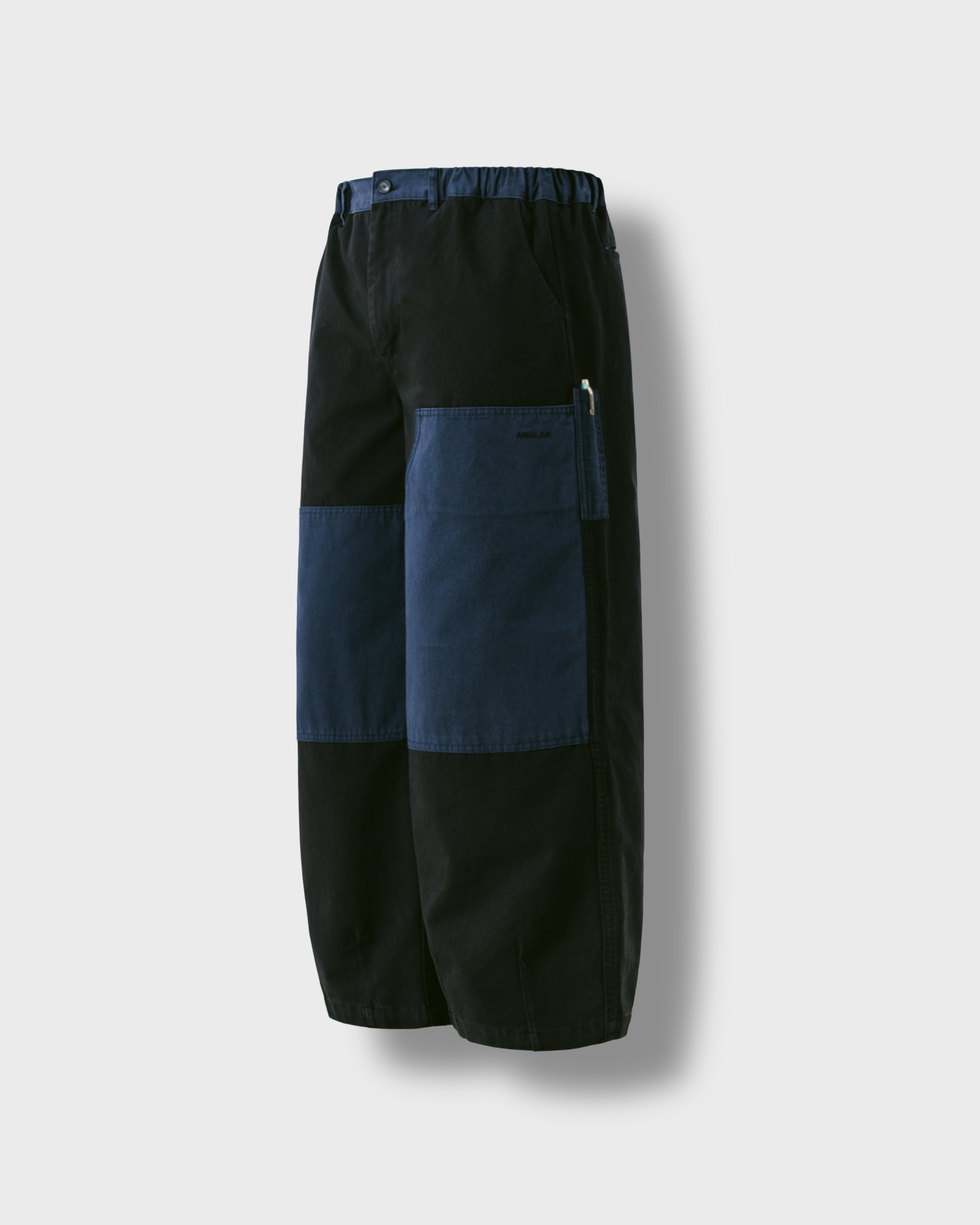 [AG] Double Knee Color Block Pants - Black &amp; Navy