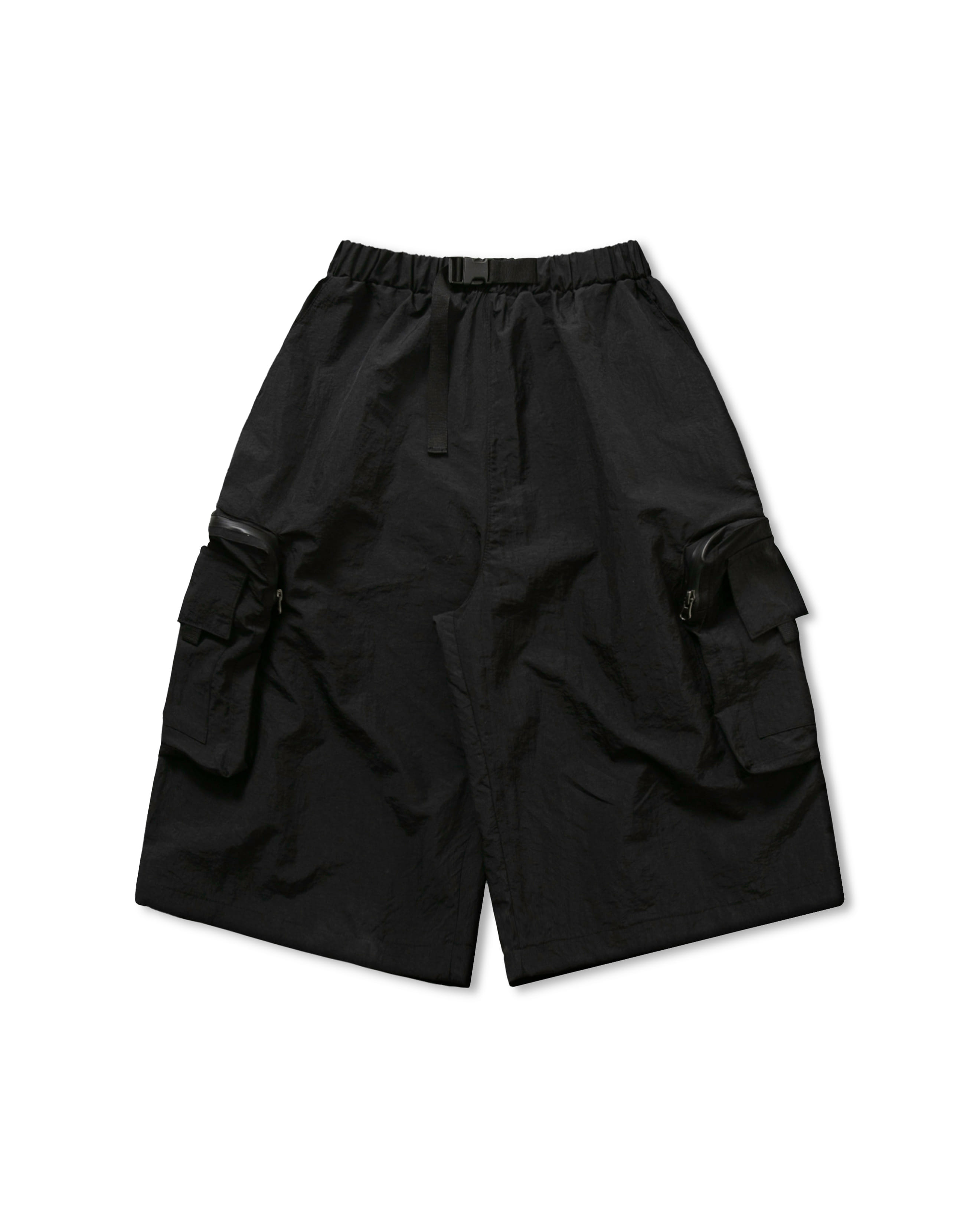 Belt Nylon Multi Cargo Shorts - Black