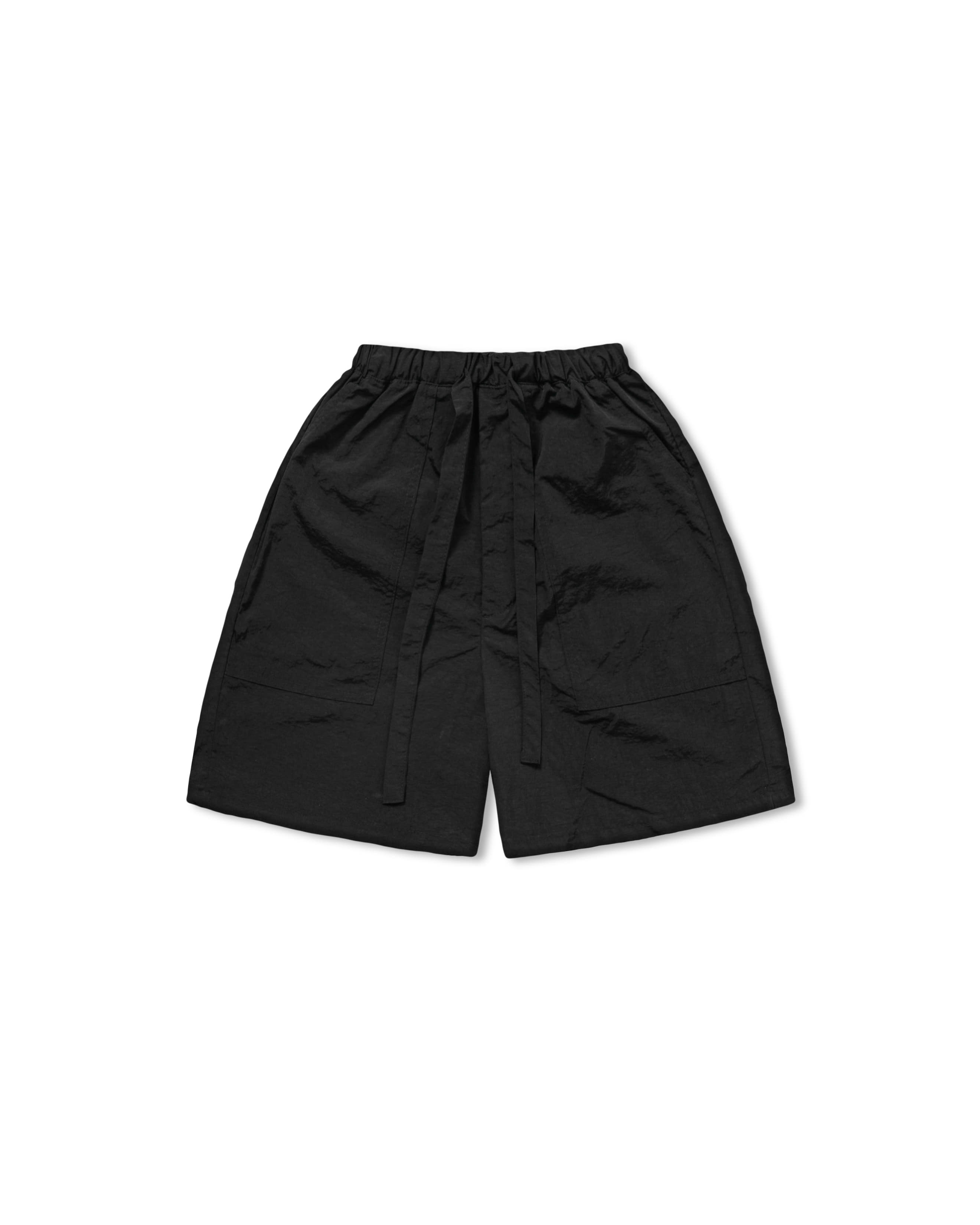 Airy Nylon Strap Shorts - Black