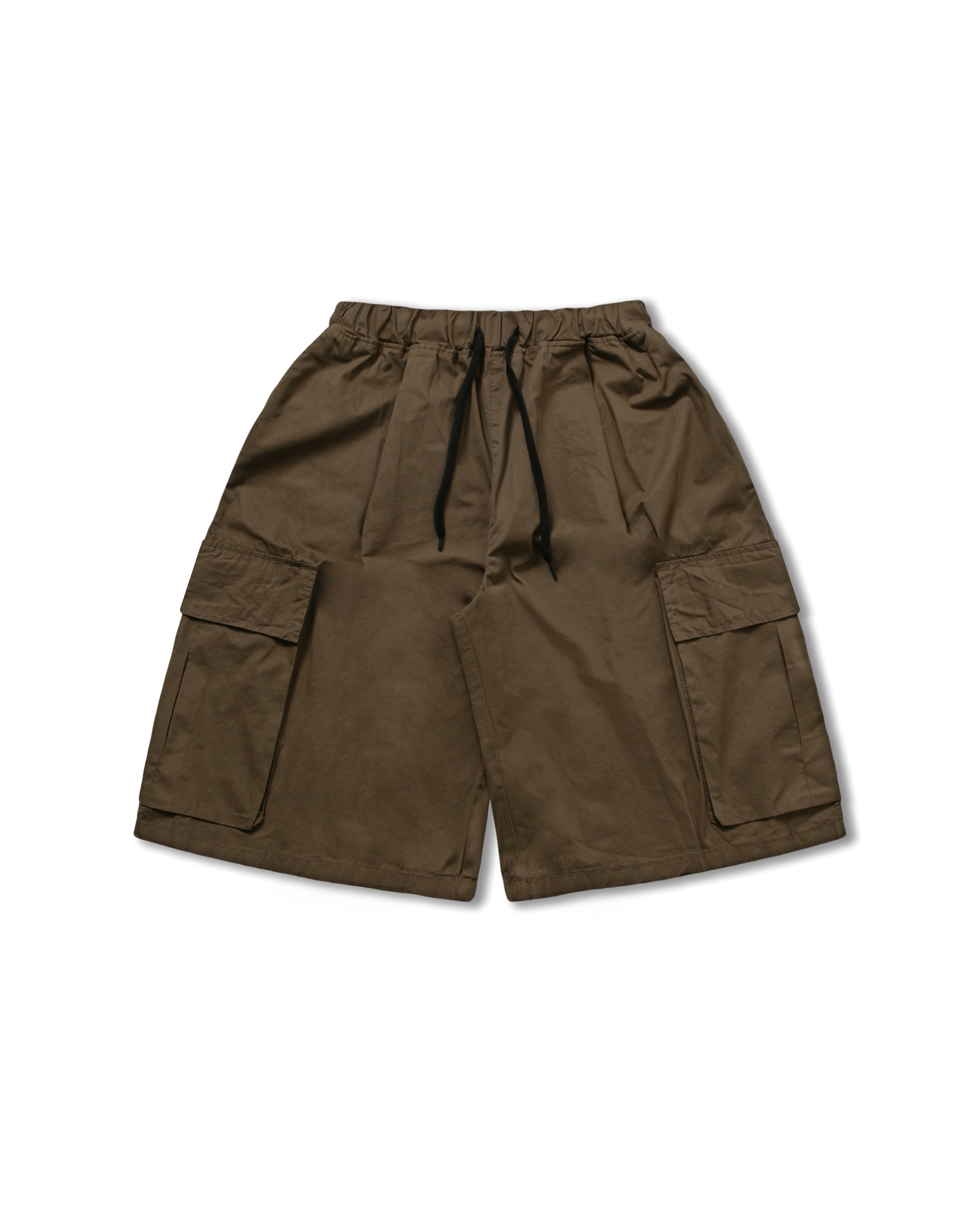 Huge Cargo Pocket Half Pants - Brown