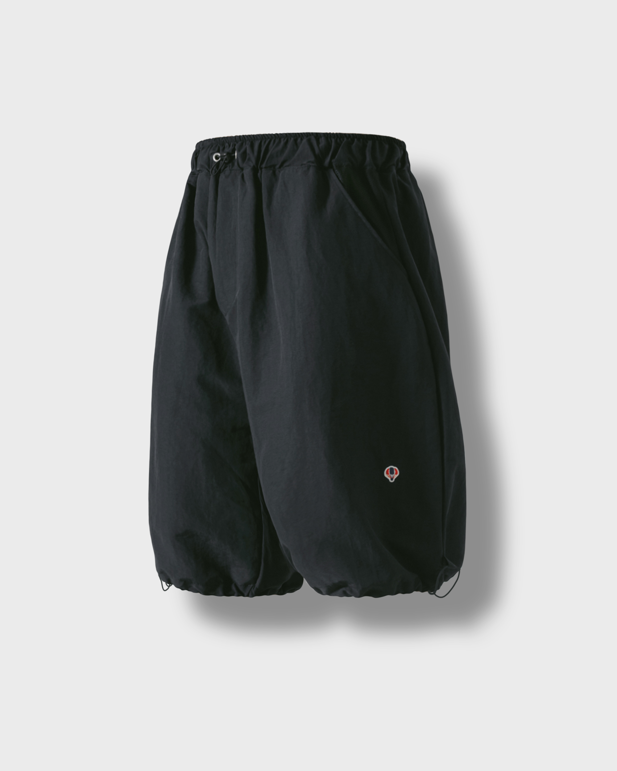 [AG] Nylon Wappen String Half Pants - Black