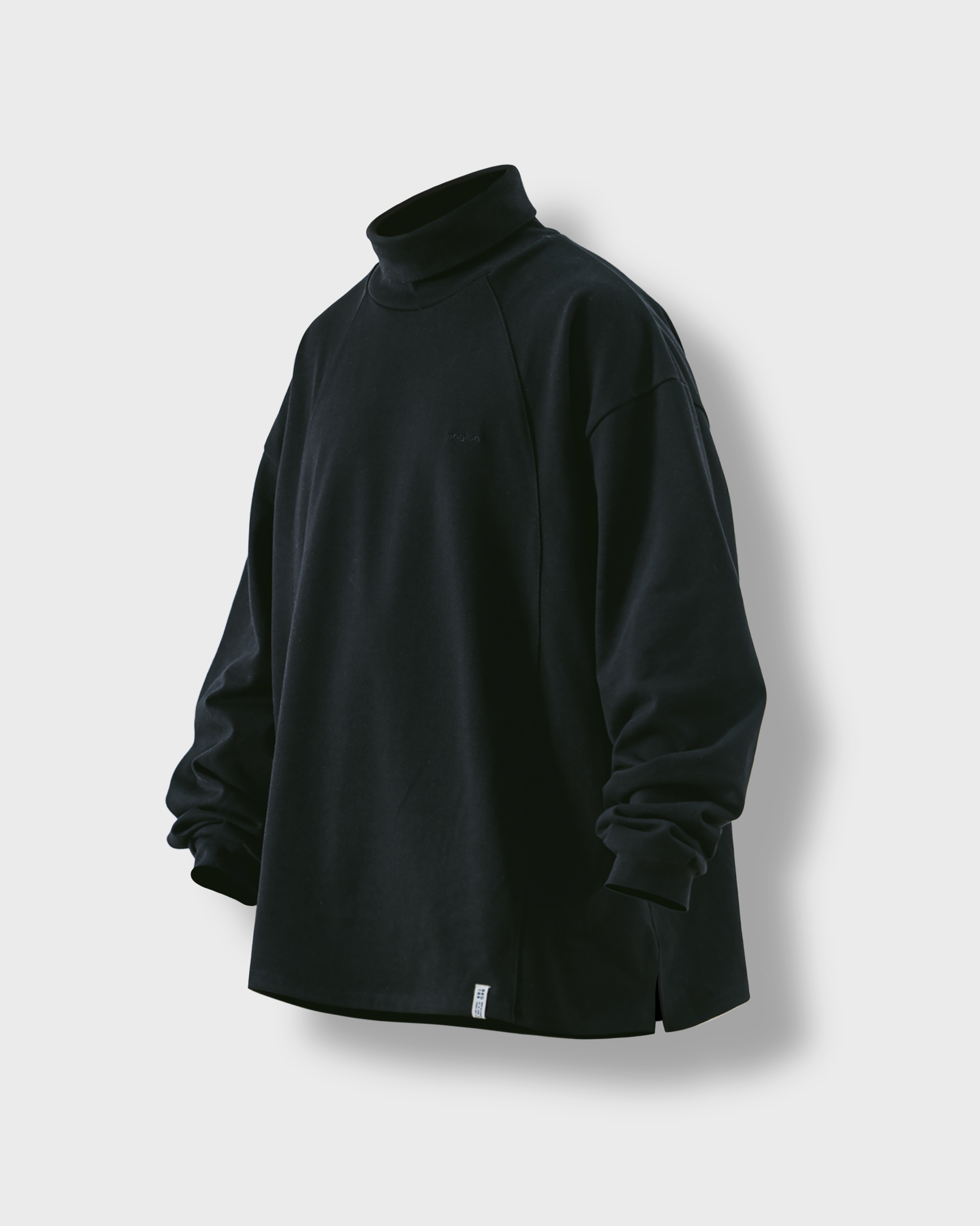 [AG] Oval Incision Turtle Neck Long Sleeve - Black