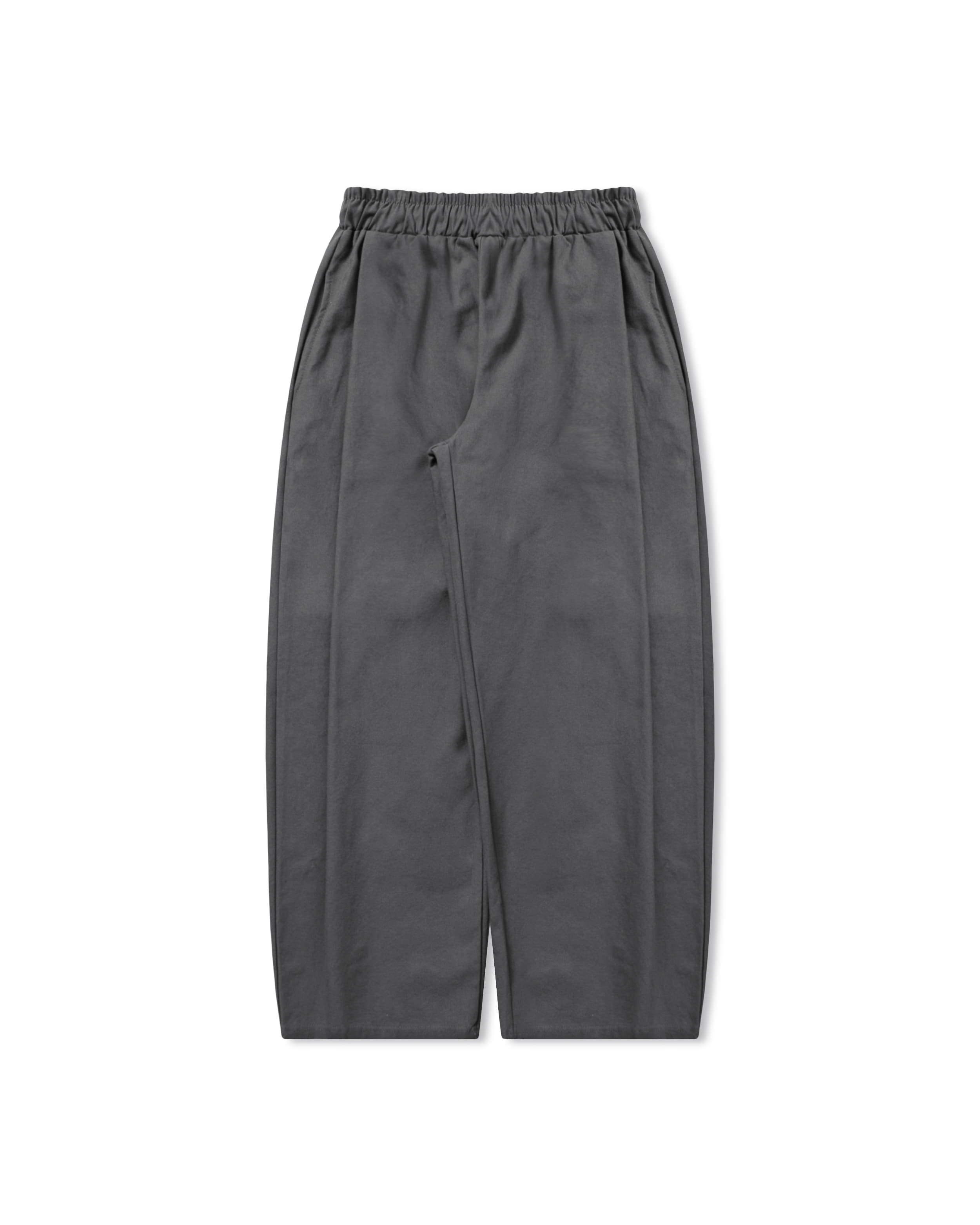 Side Tuck Cotton Wide Pants - Charcoal