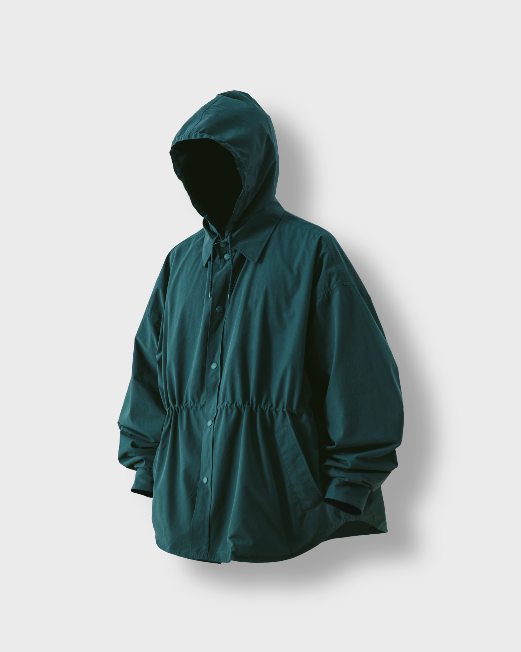 [AG] Detachable Hood Big Shirt Jacket - Green
