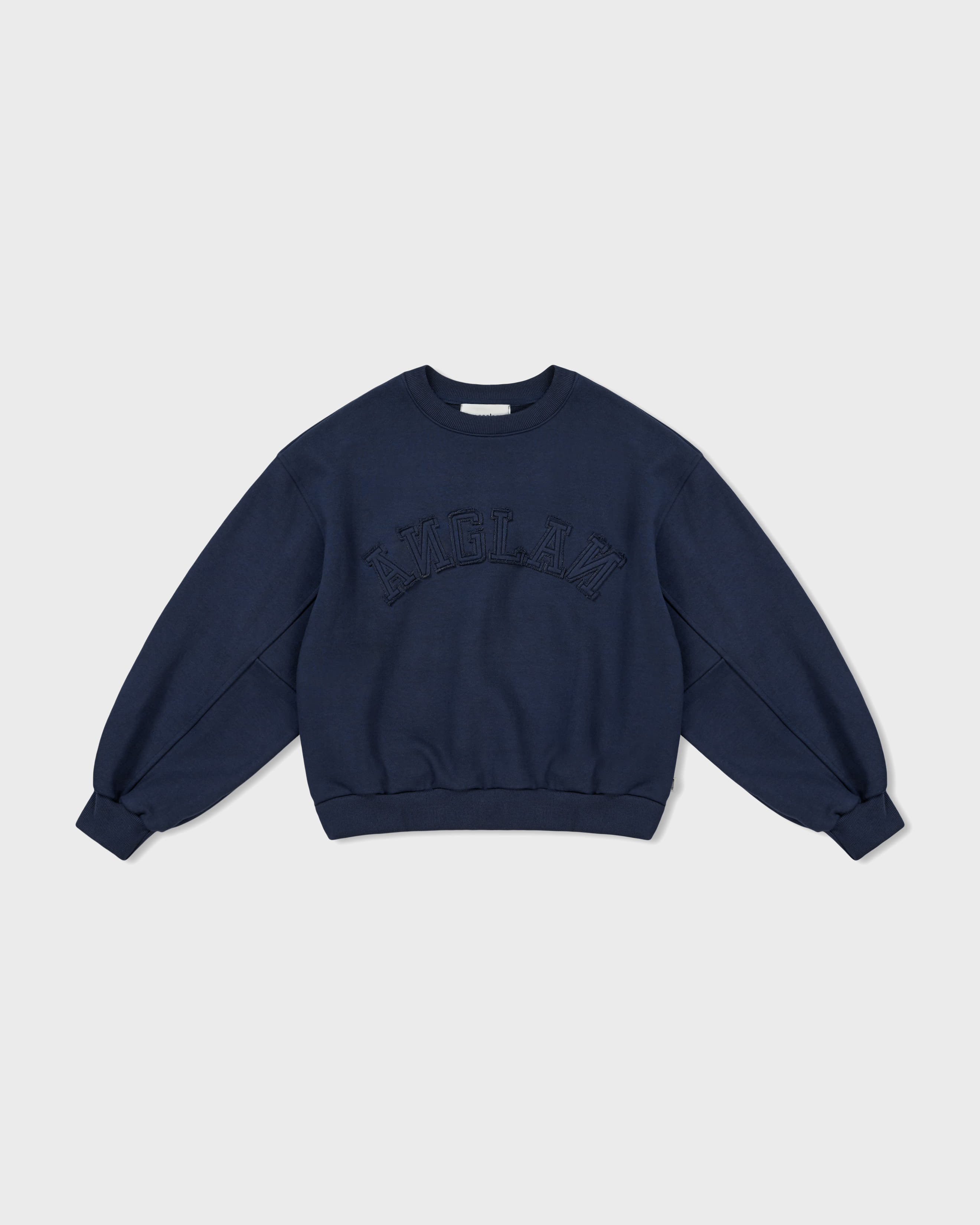 [AG.W] Applique Crop Sweat Shirt - Navy