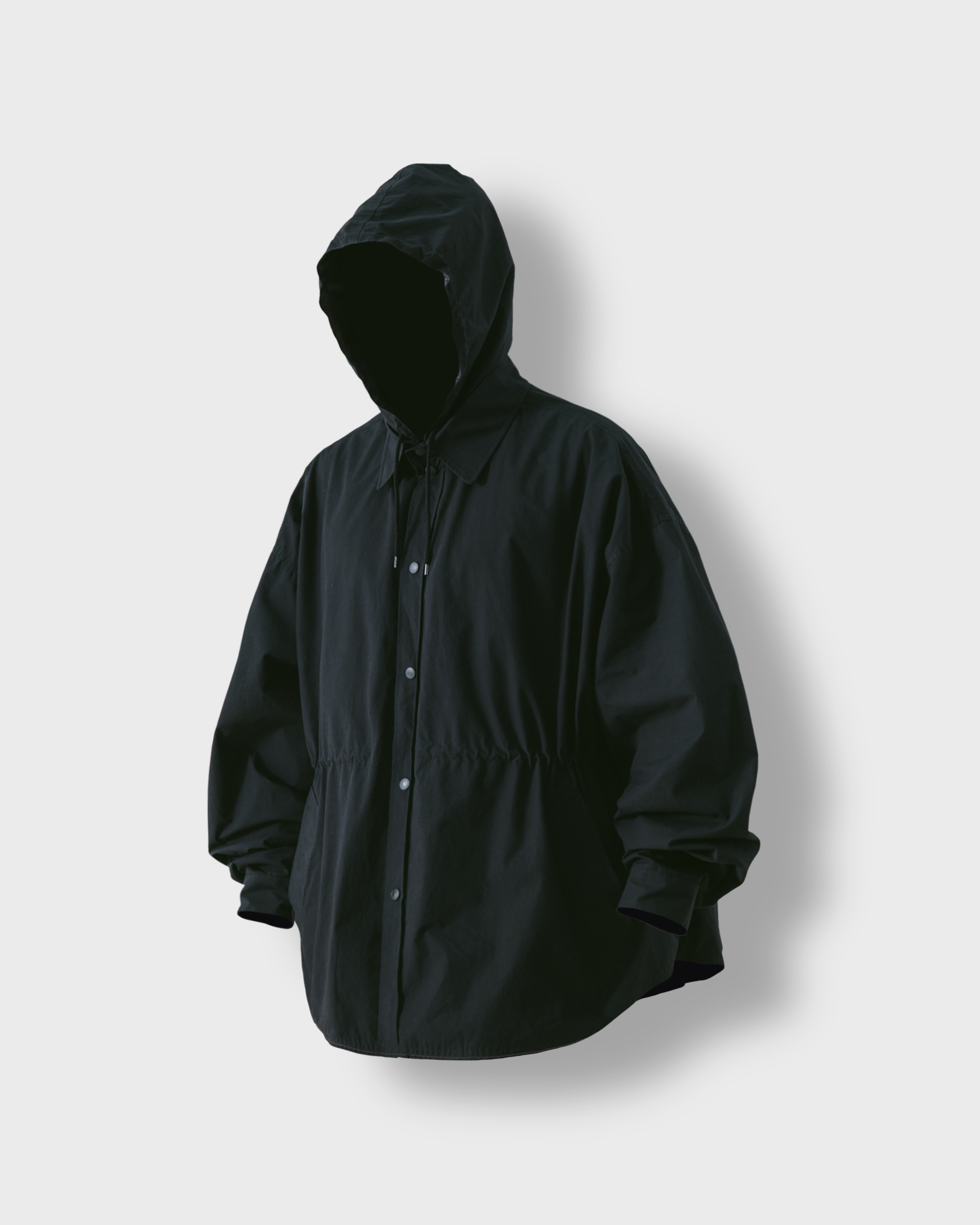 [AG] Detachable Hood Big Shirt Jacket - Black