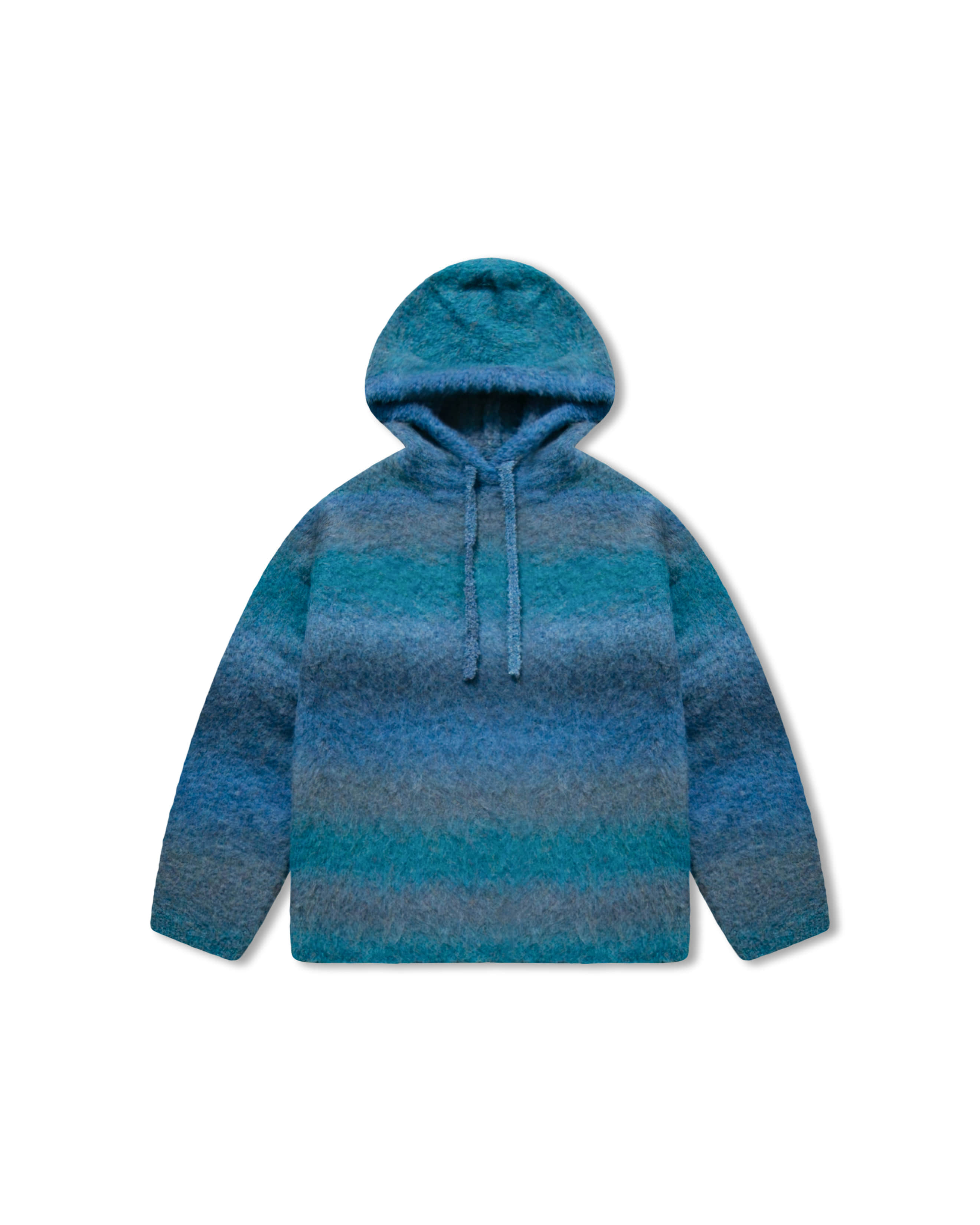 Recycle Gradation Knit Hoodie - Blue
