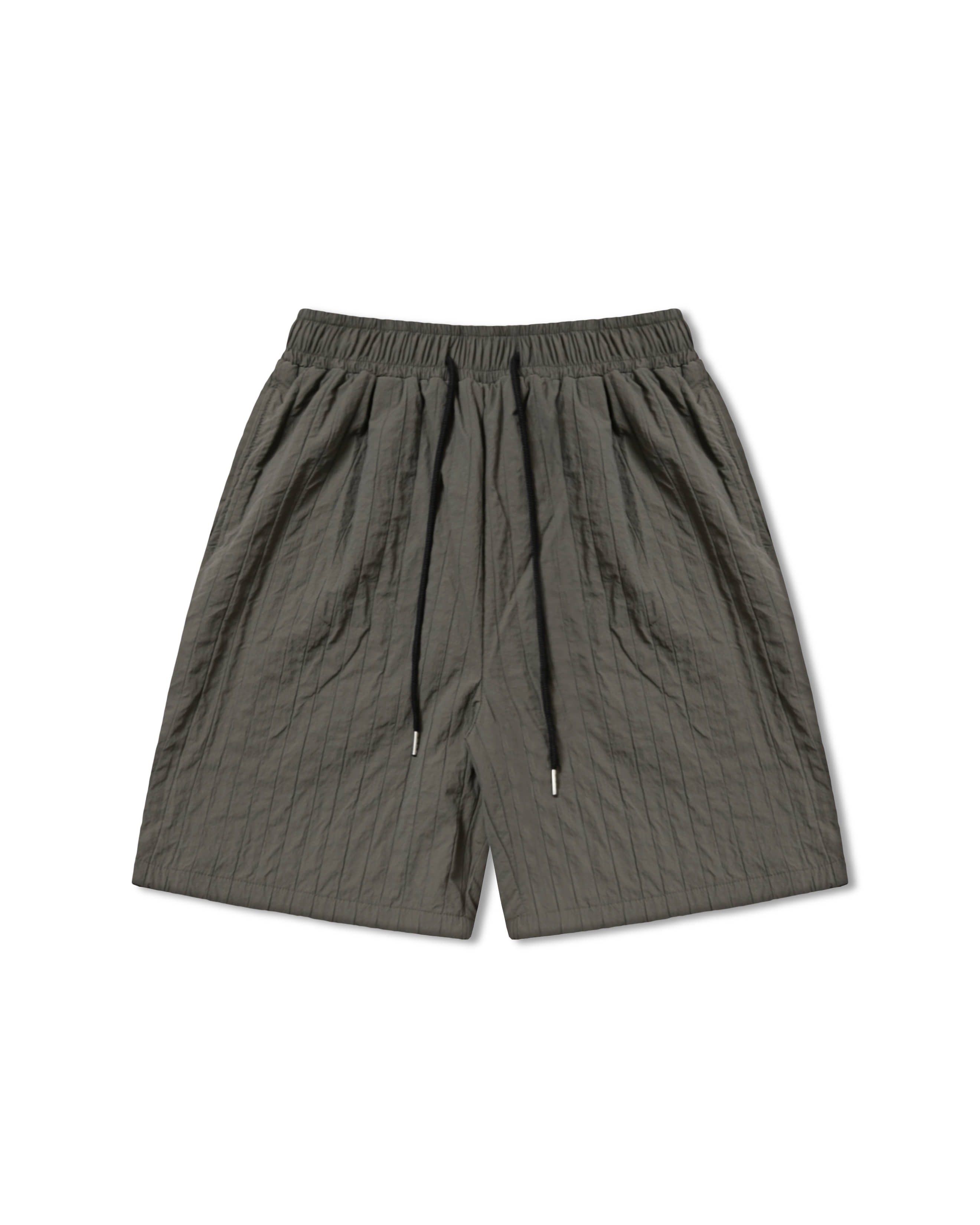 Seersucker Tuck Shorts - Charcoal