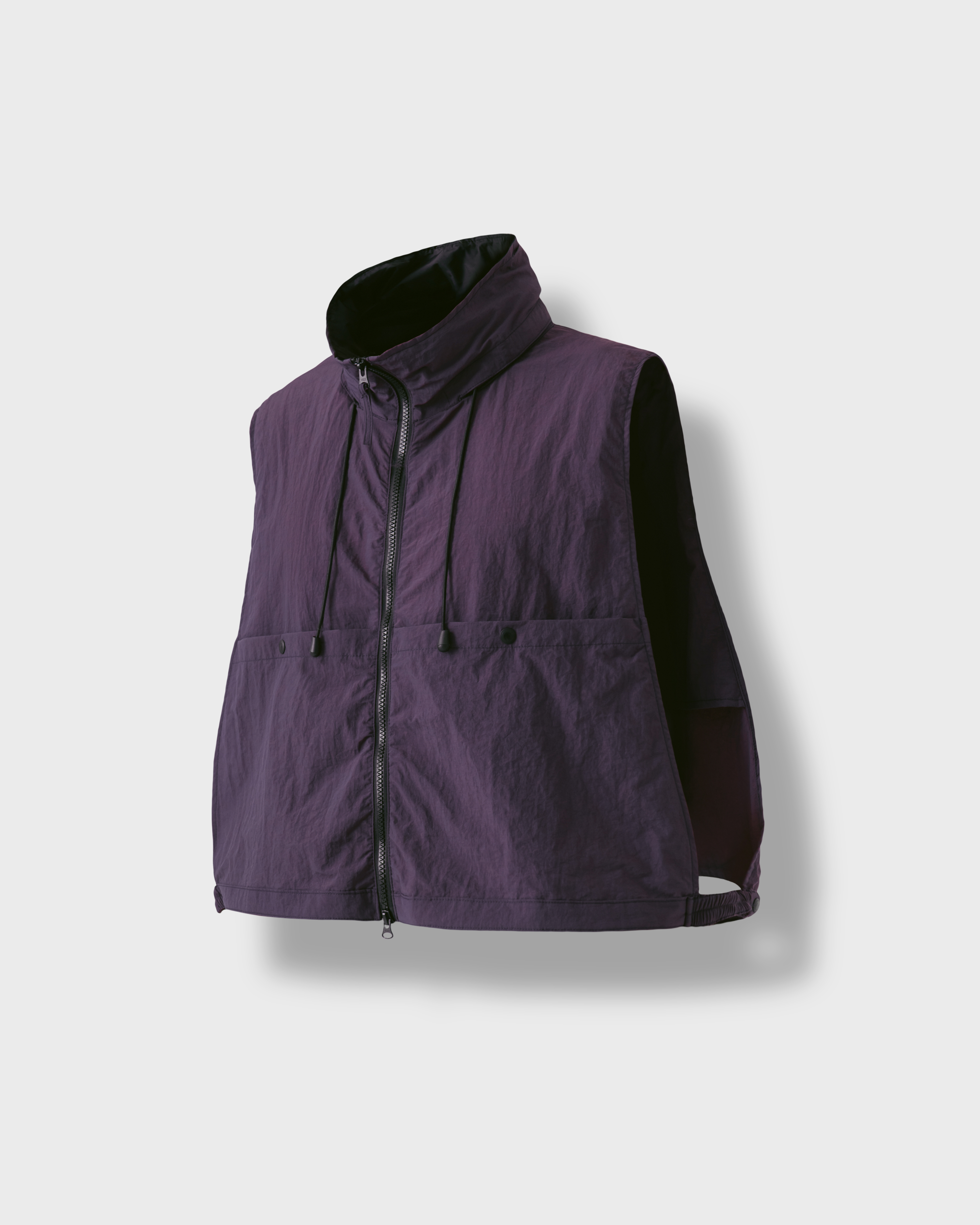 [AG] Nylon Hidden Hood Crop Vest - Purple