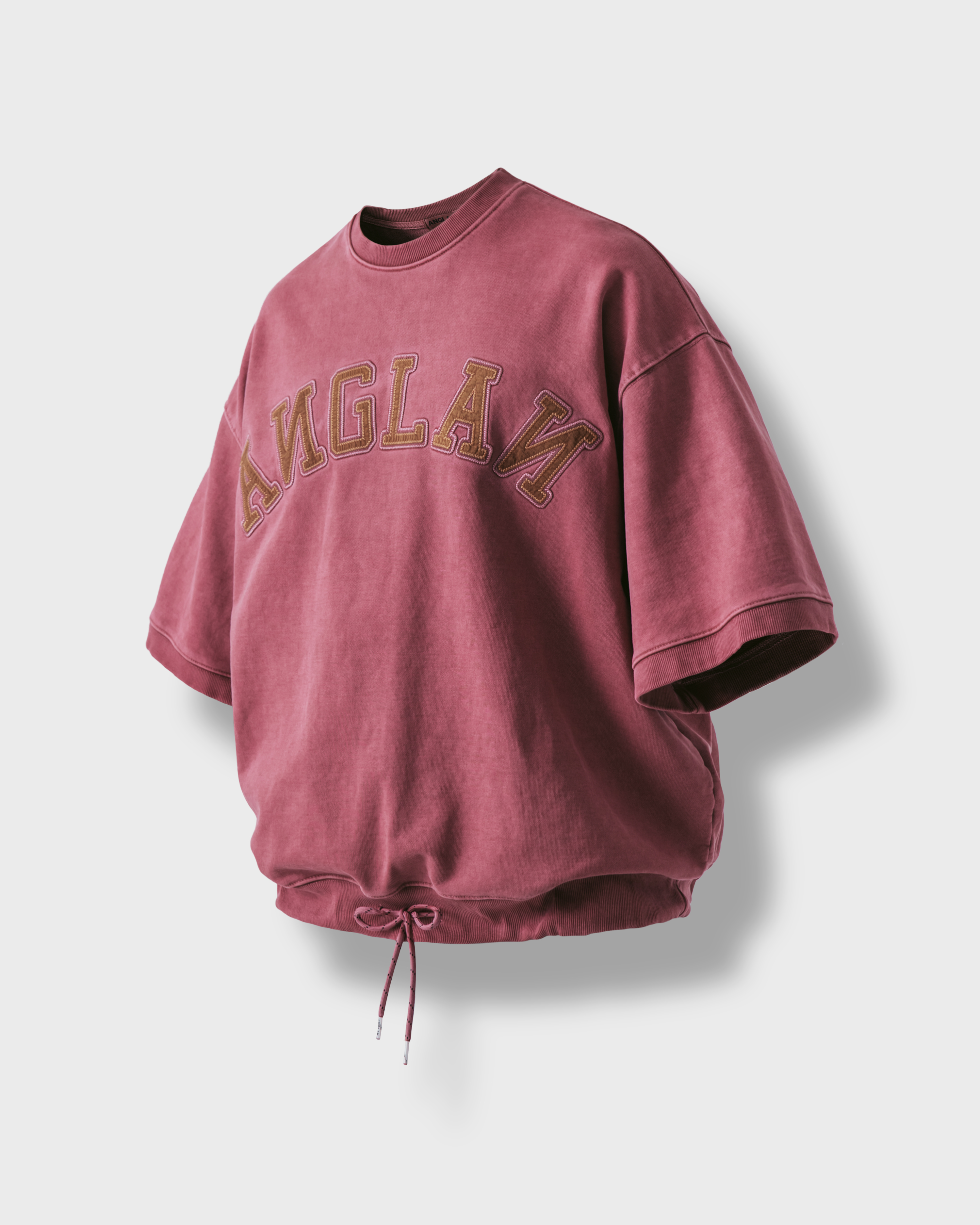 [AG] Applique Pigment String Sweat Half Tee - Red