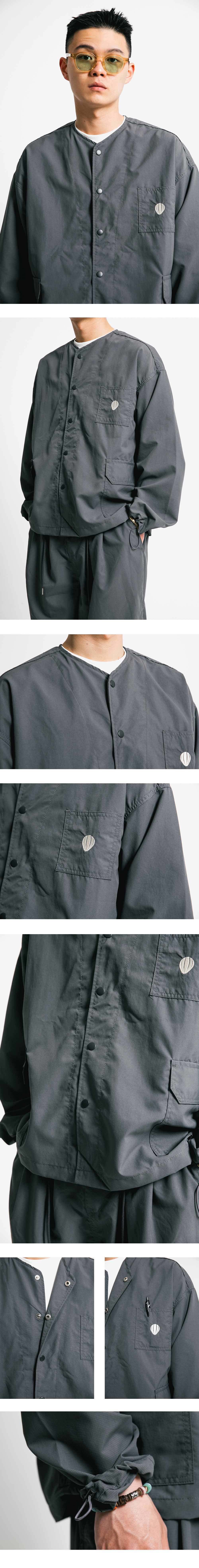 AG] Rib Nylon Public Jacket - Grey - ANGLAN
