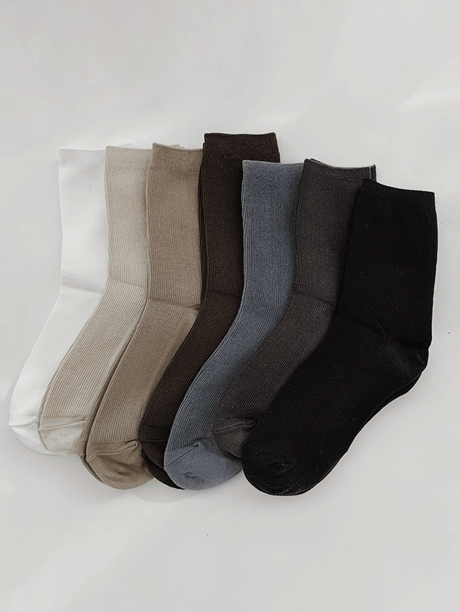 [4만장돌파] 쫀쫀 슬림골지 베이직 socks - 7 color