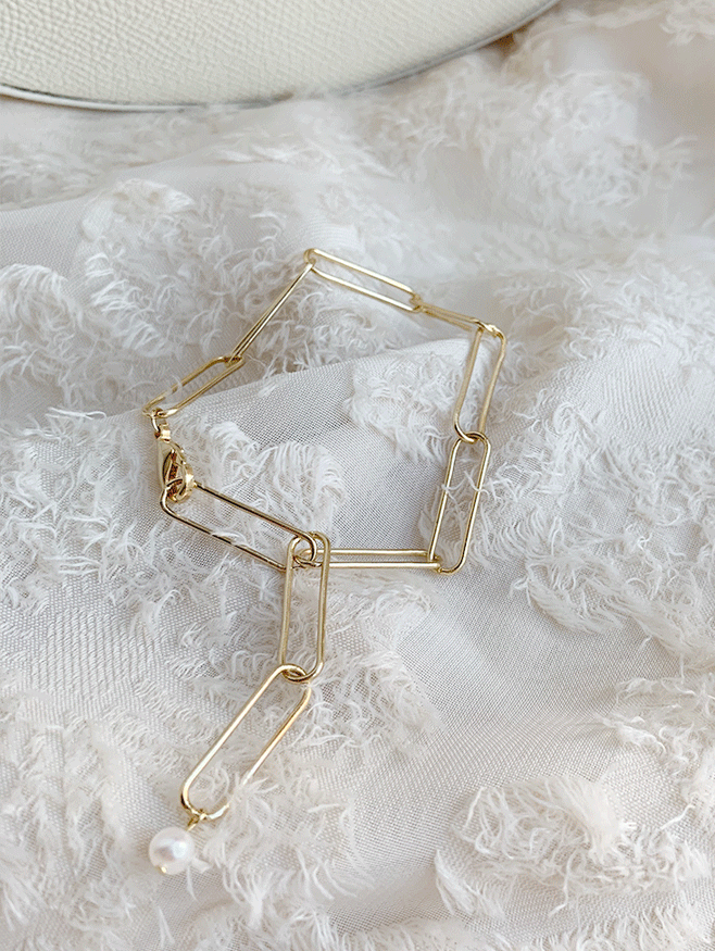 Pearl clip bracelet (담수진주) - gold