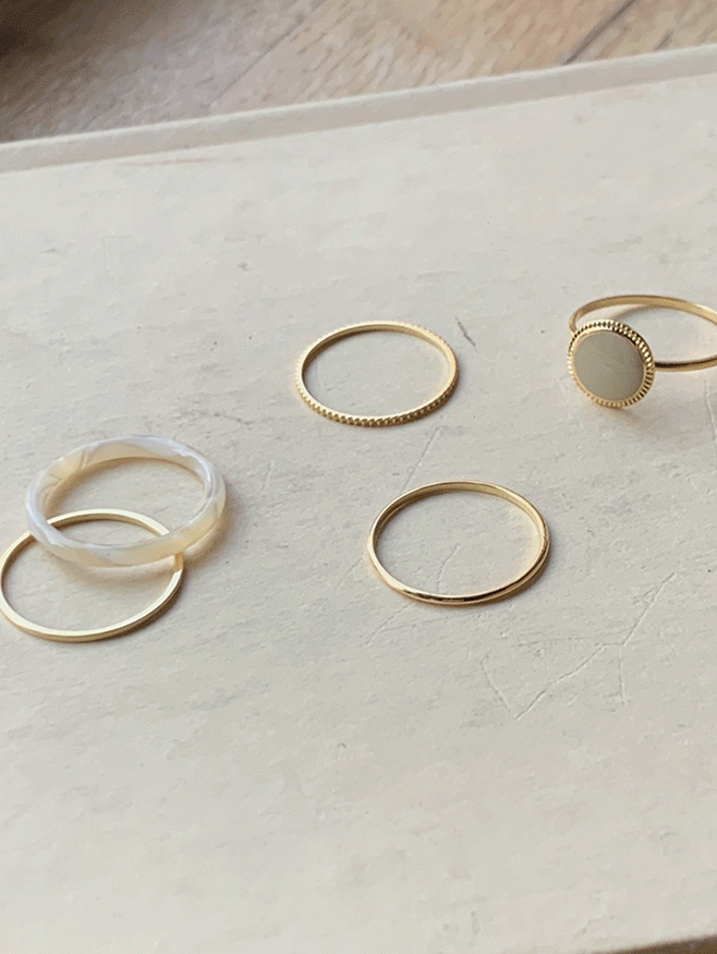 Arte Stone rings (5 set) - one color