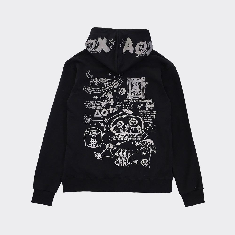 Aox alien hoodie zip-up(Black)
