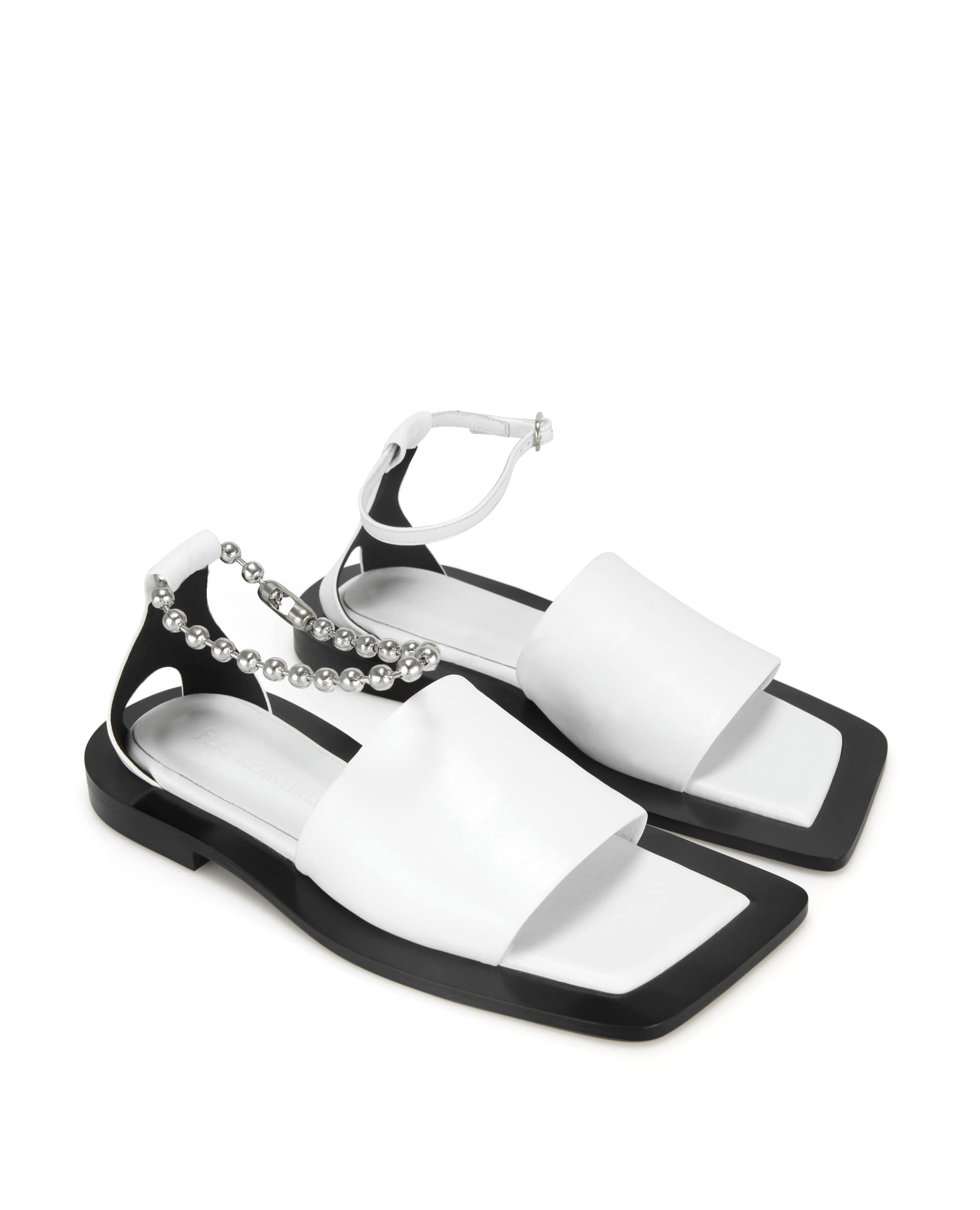 Wide square sole slide sandals | White