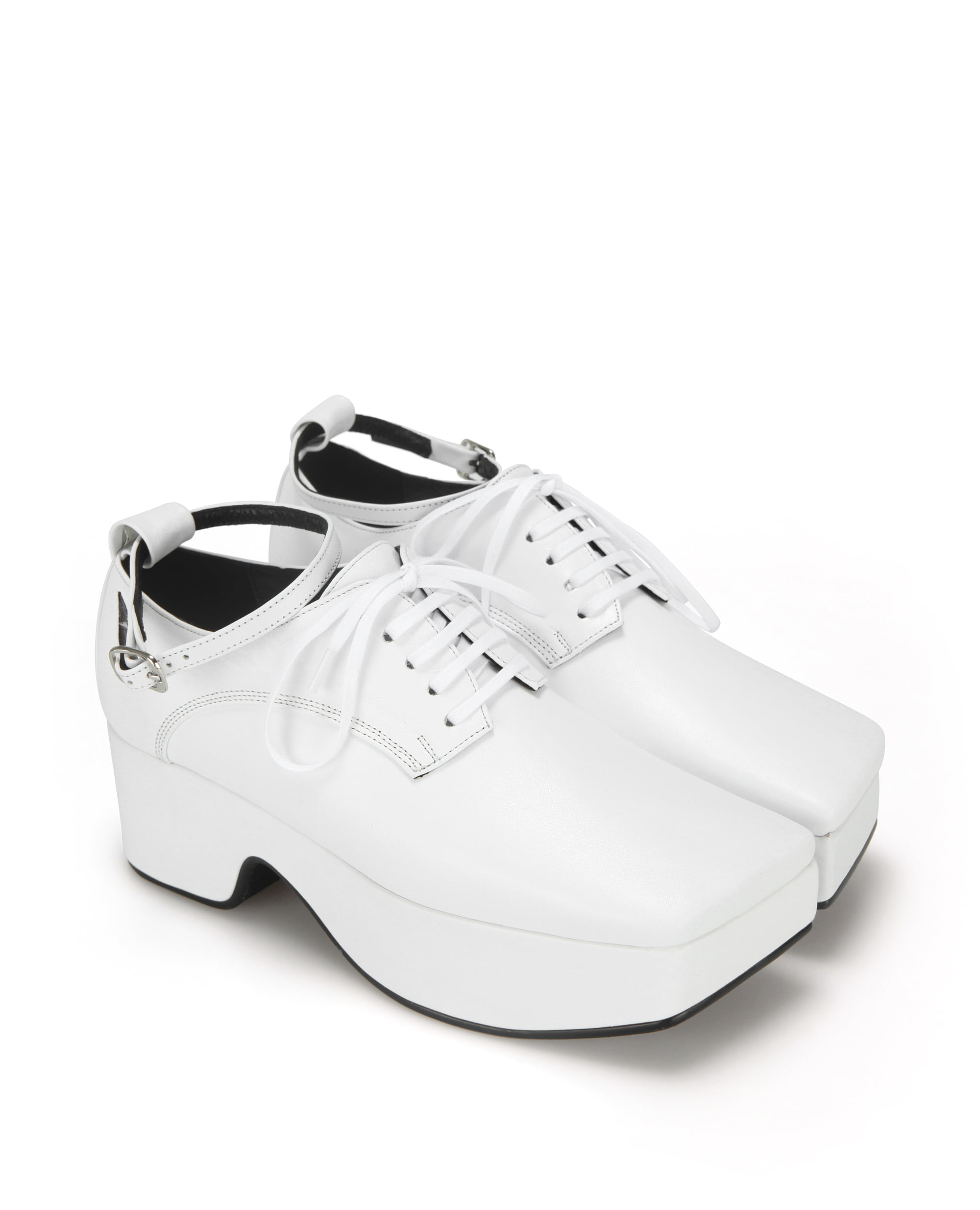 Squared toe derby platforms (+ball chain) | white