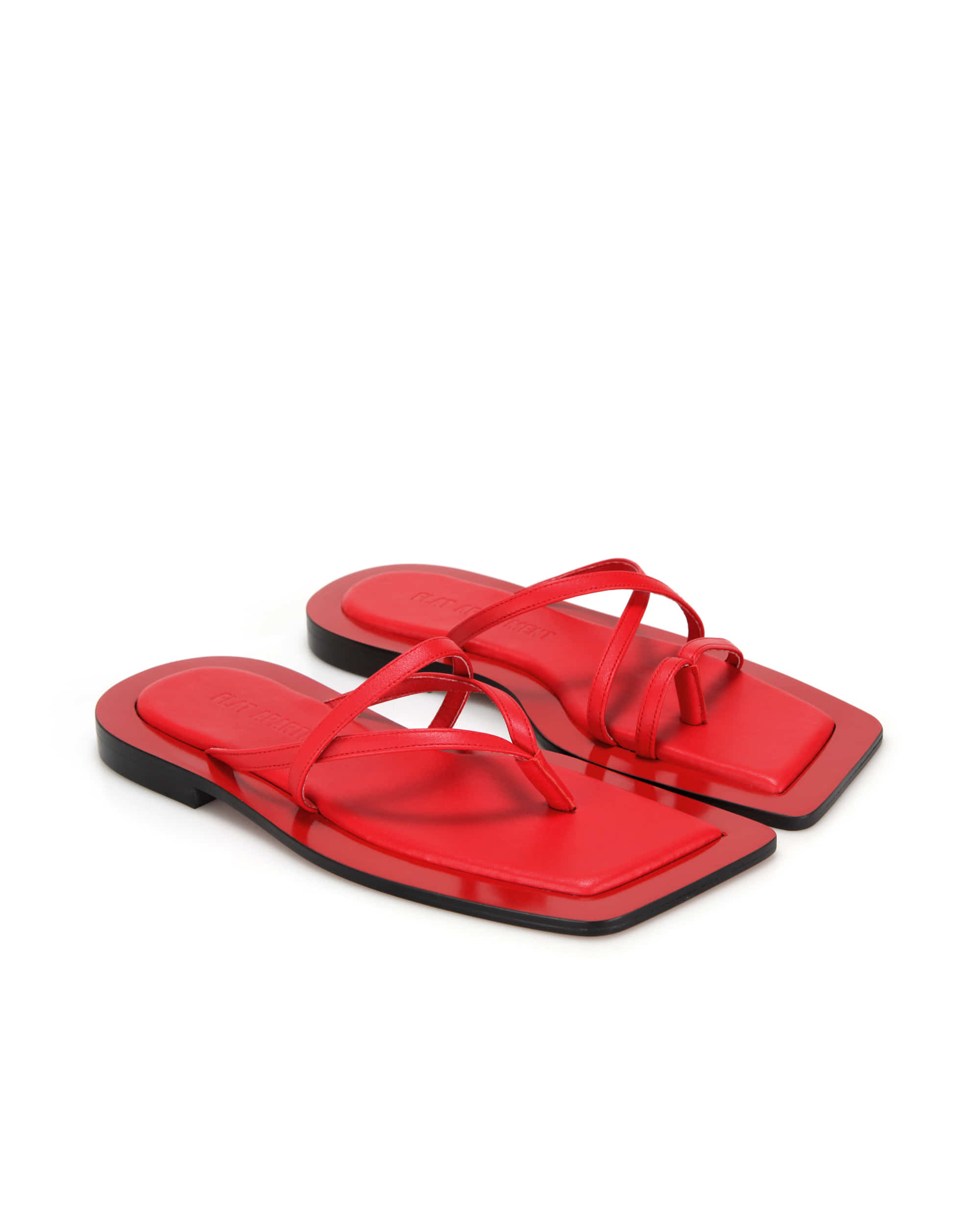 Wide square sole sandals | Red