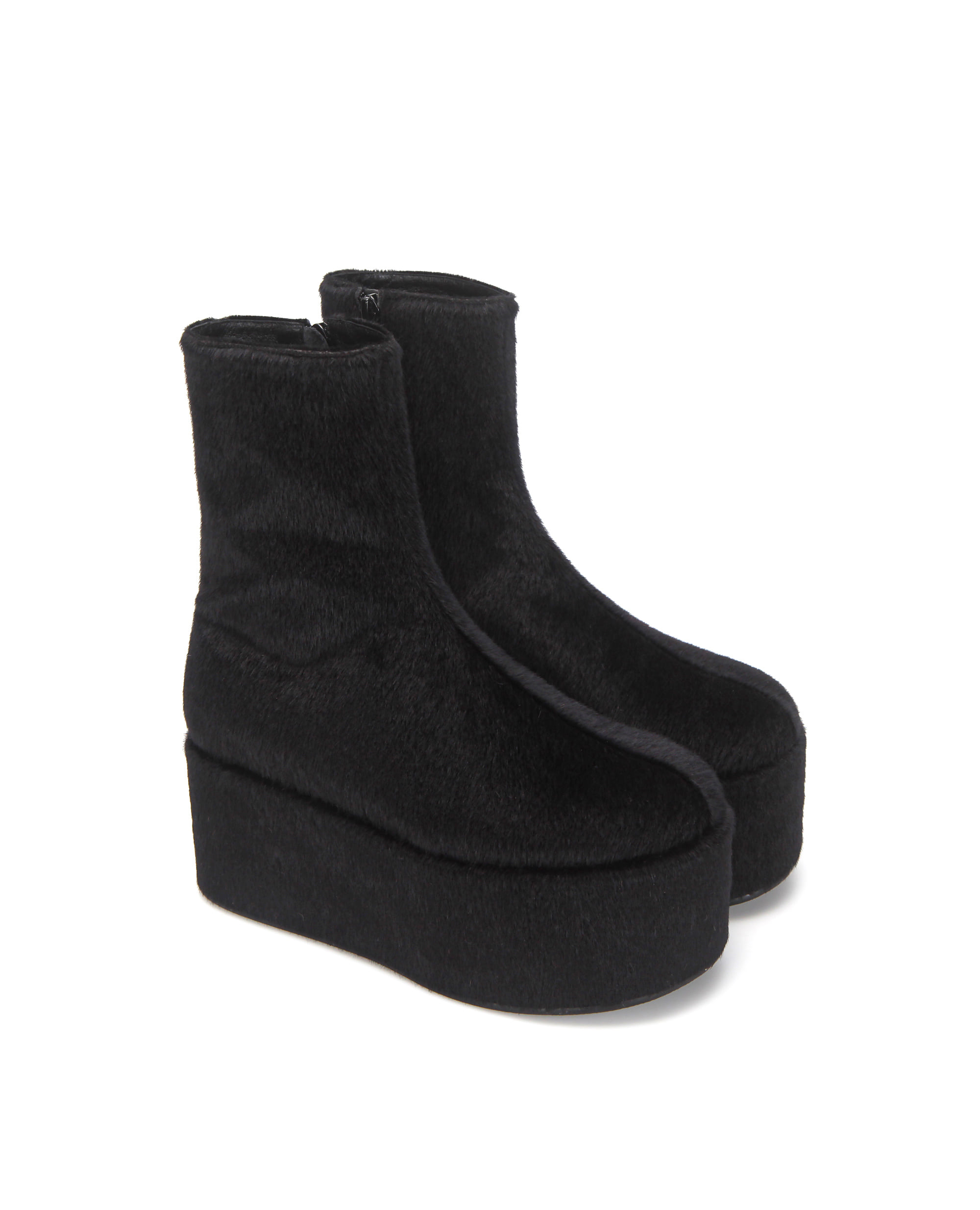 Pebble toe platform boots | Warm black