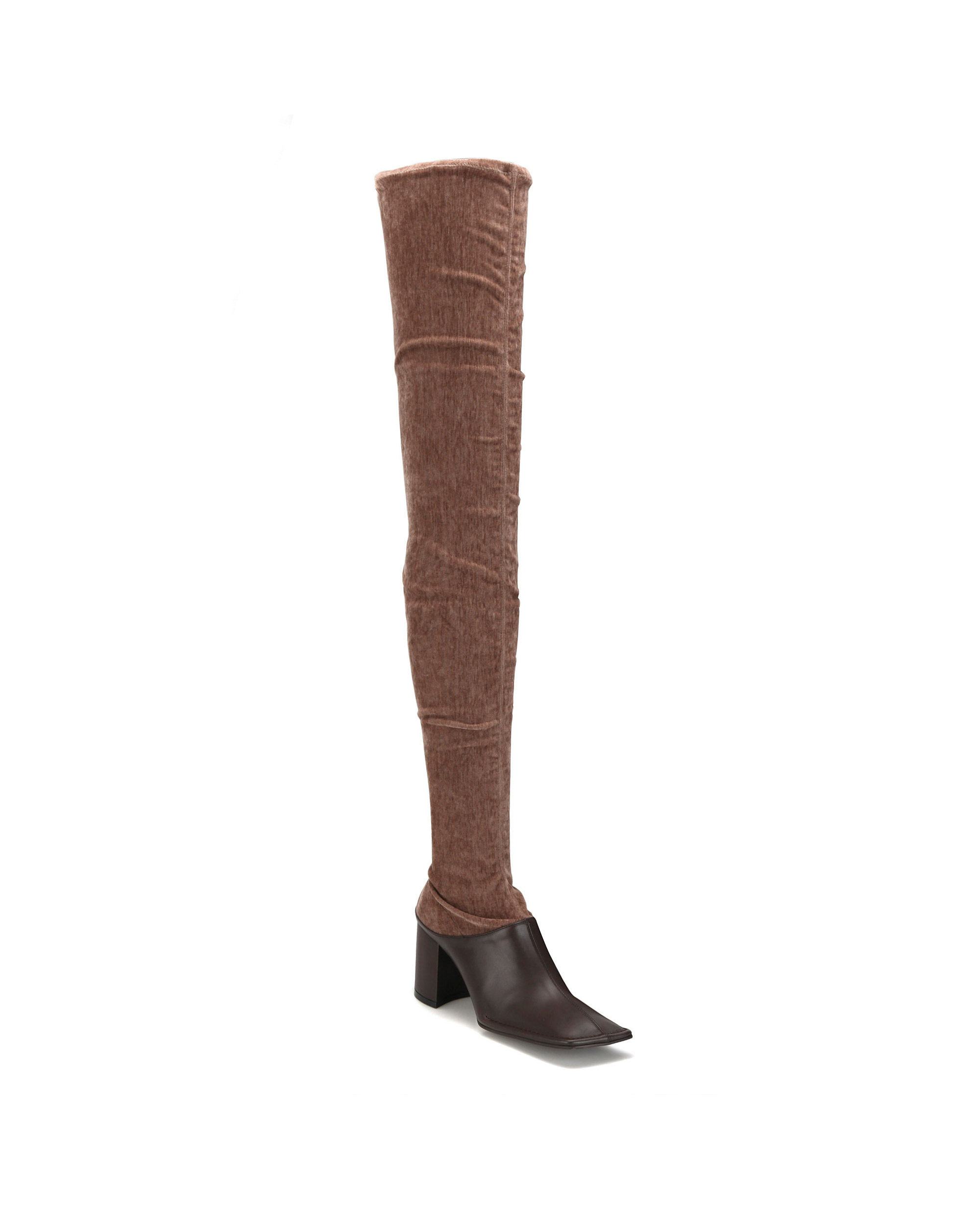 Squared Toe Welt Thigh-High Boots | Umber