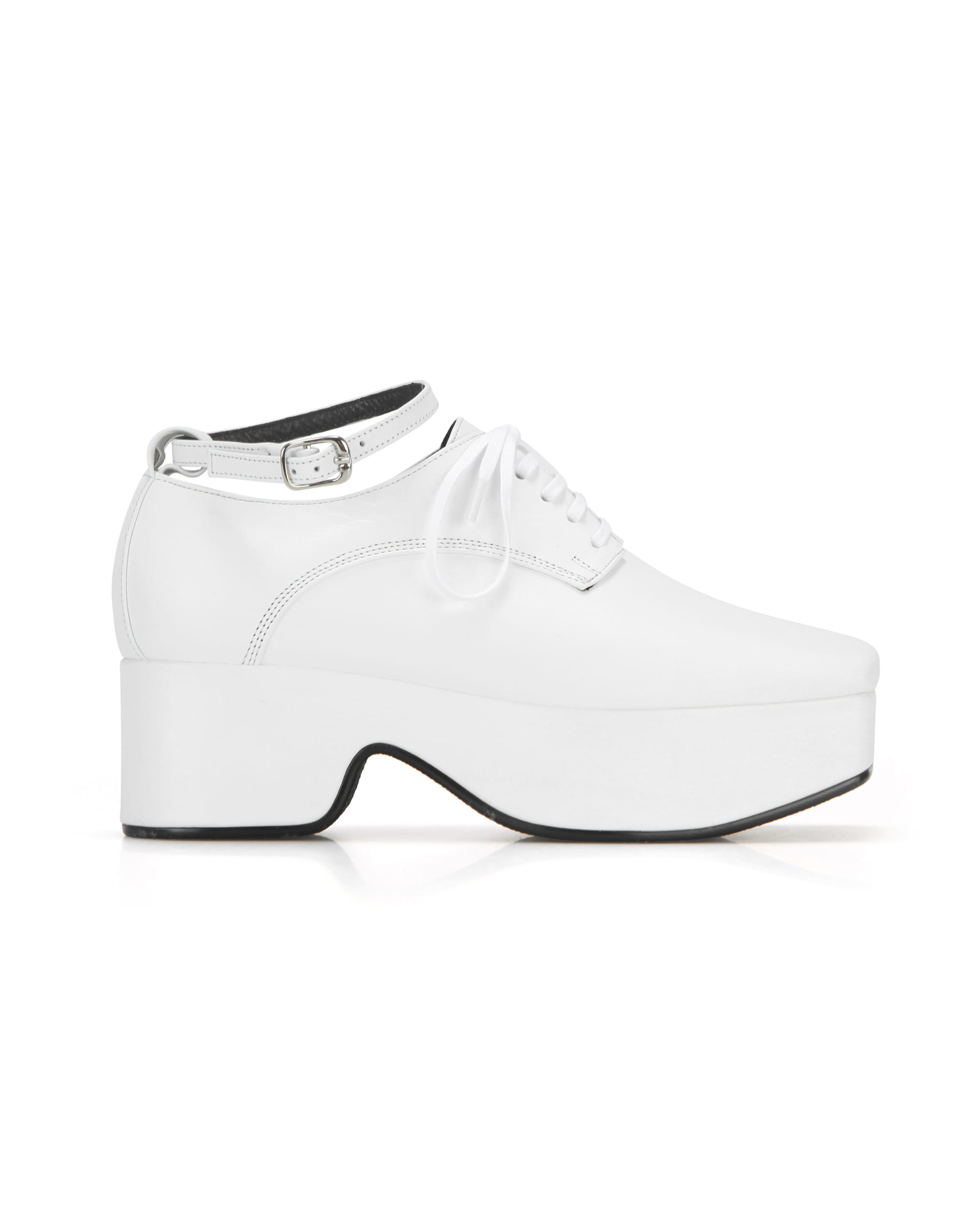 Squared toe derby platforms (+ball chain) | white