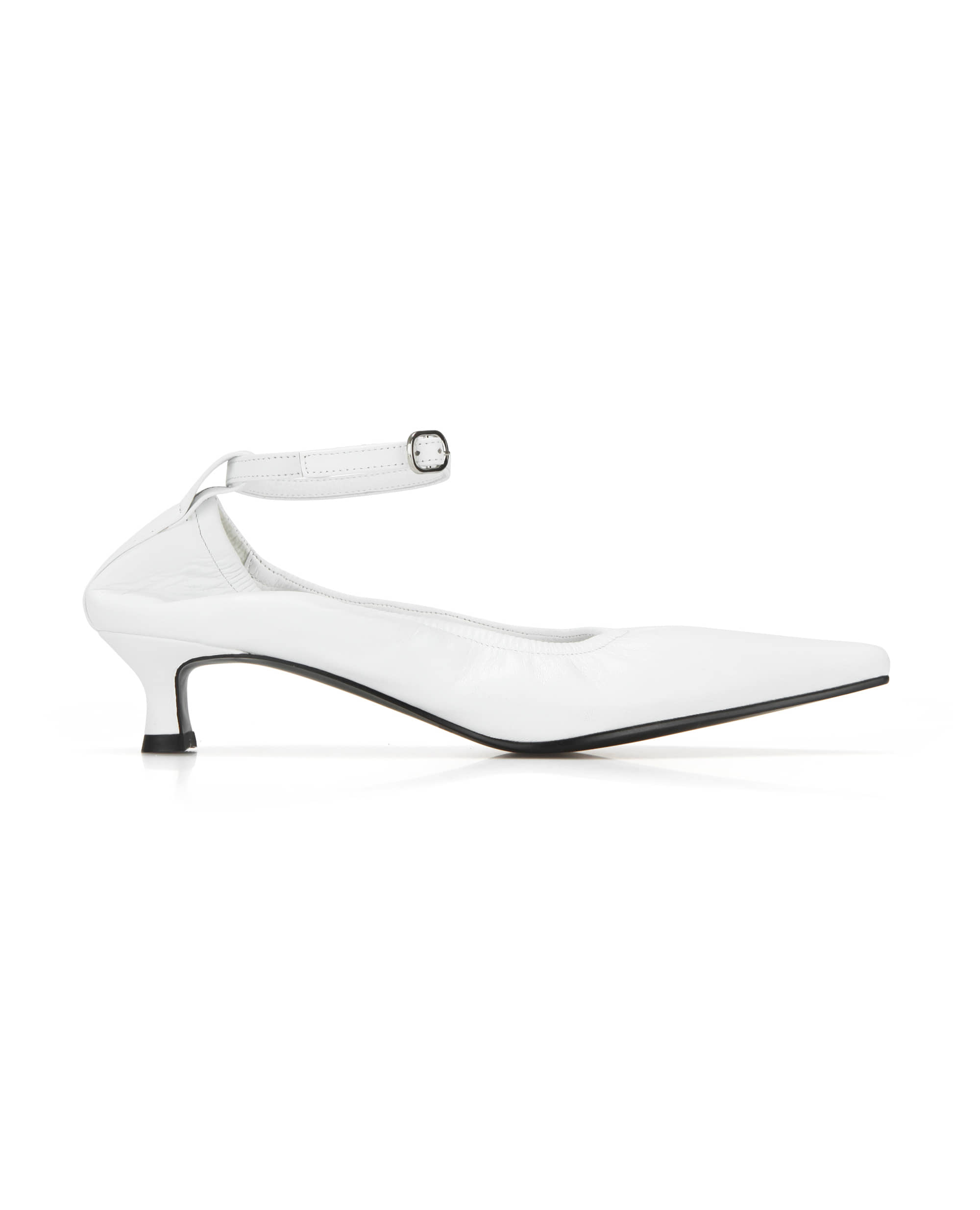 Extreme sharp toe ballerina with ankle straps (+ball chain) | White