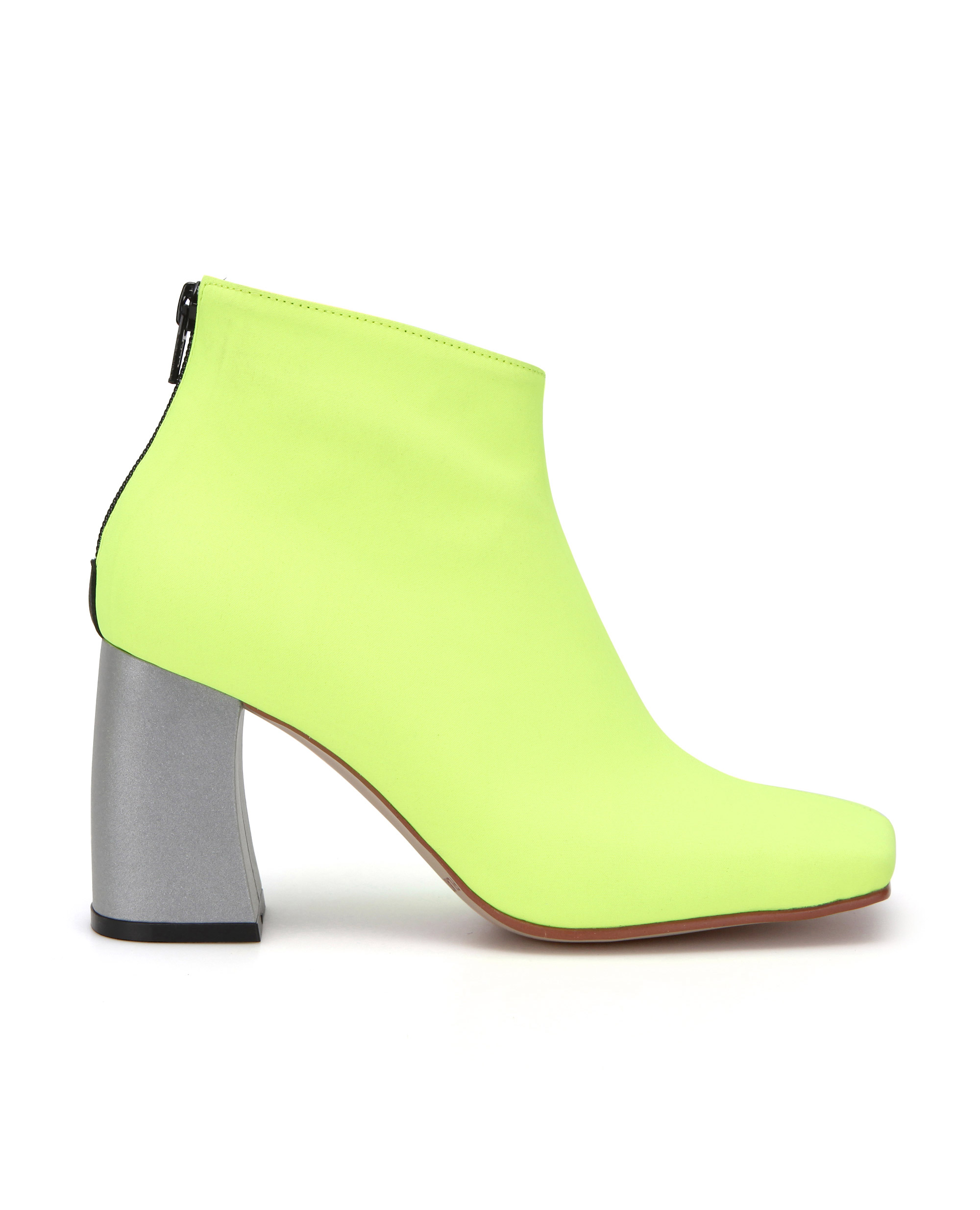 Squared Toe Ankle Boots | fluorescent yellow