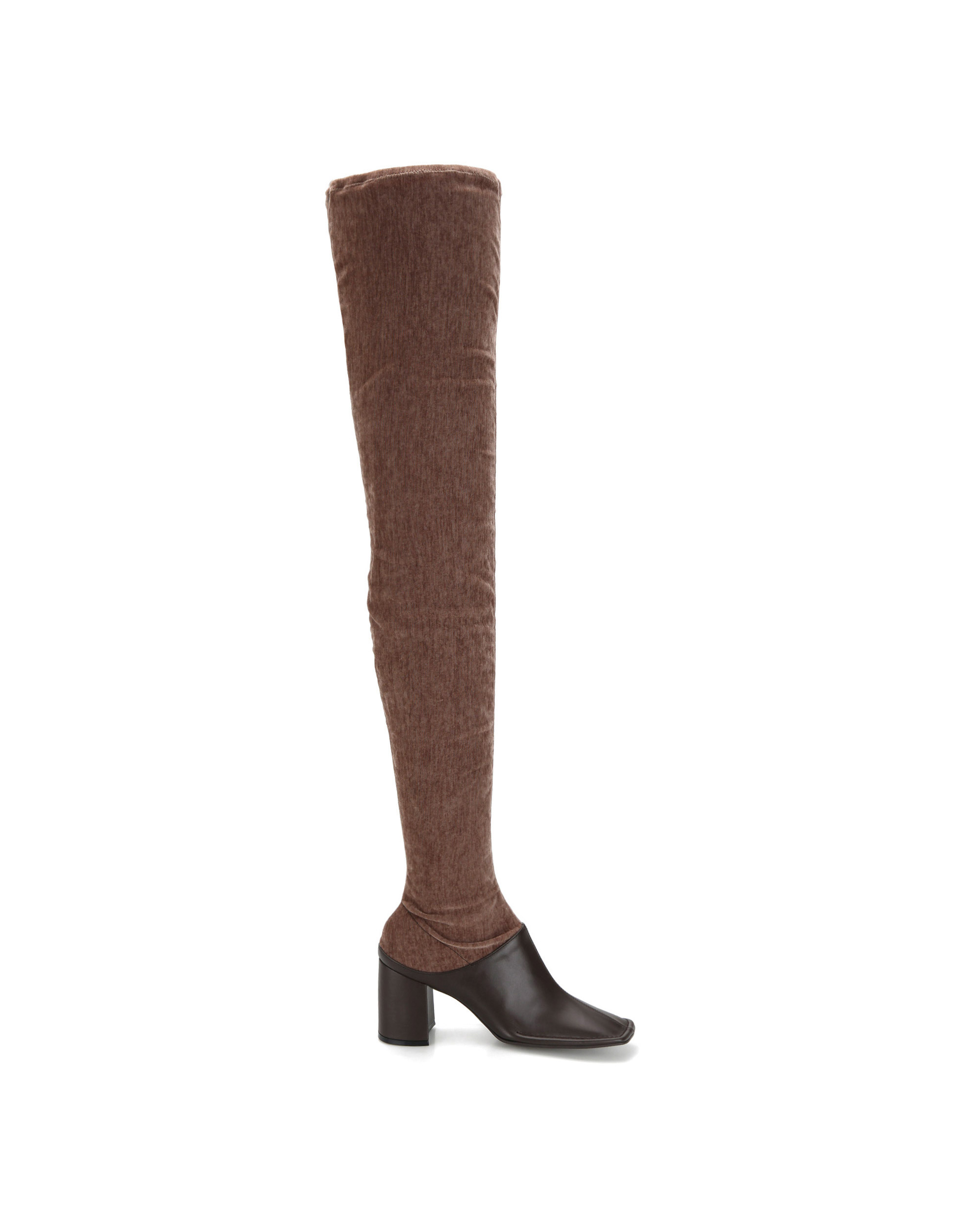 Squared Toe Welt Thigh-High Boots | Umber