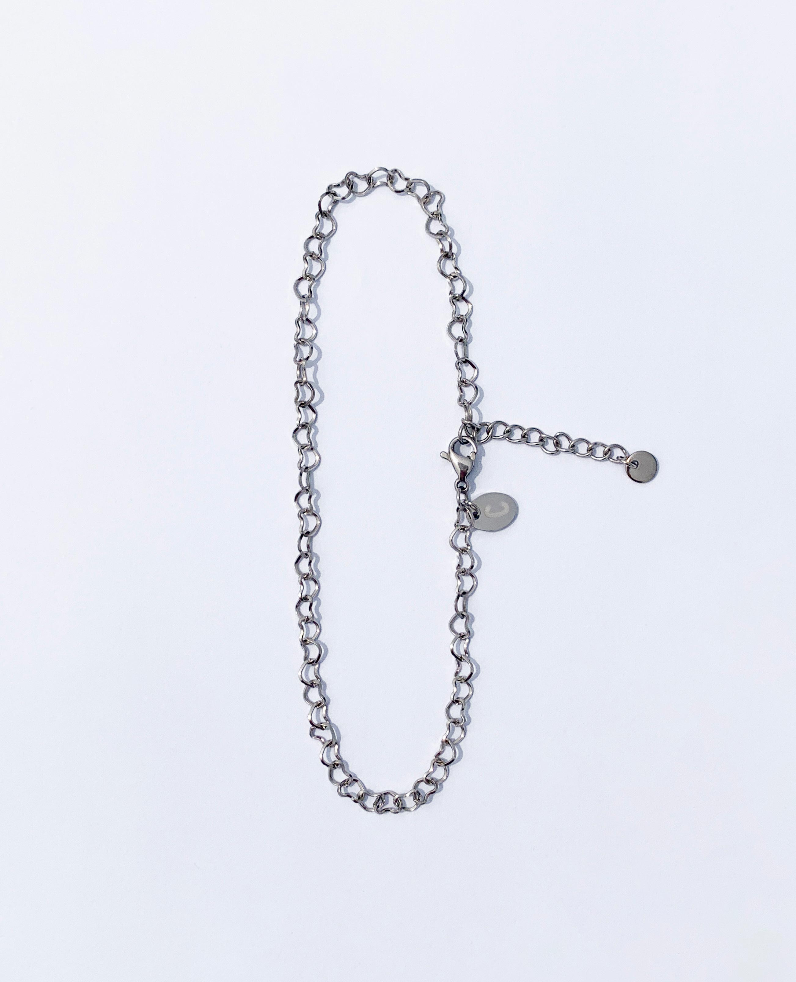 circle anklet, heart chain, anklet